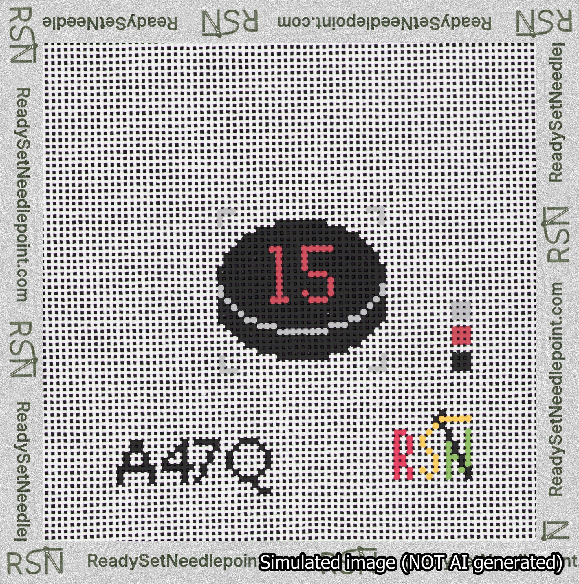 Hockey Puck Bag Charm Red 0-49 Needlepoint Canvas Design