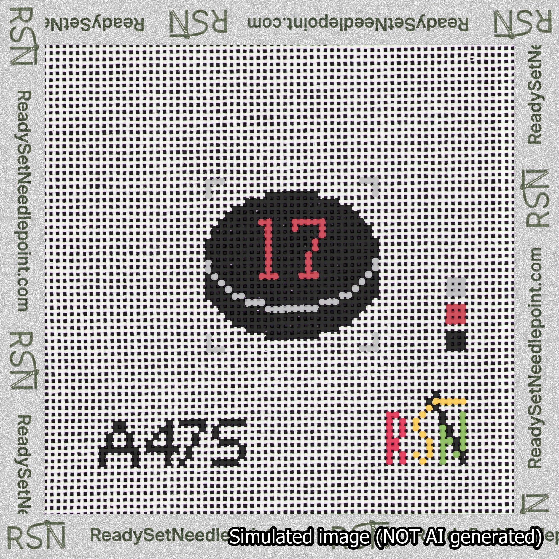 Hockey Puck Bag Charm Red 0-49 Needlepoint Canvas Design