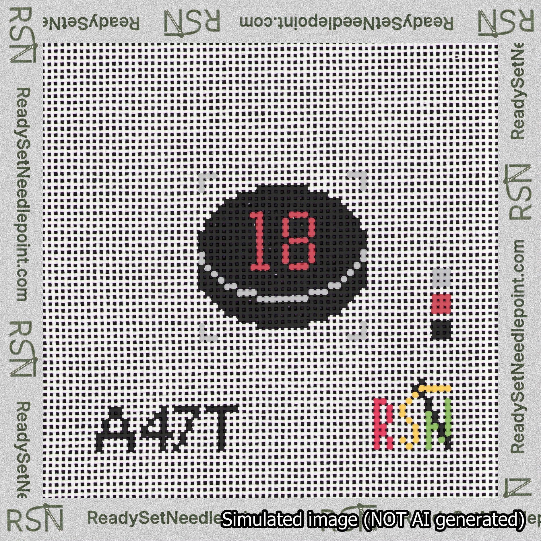 Hockey Puck Bag Charm Red 0-49 Needlepoint Canvas Design