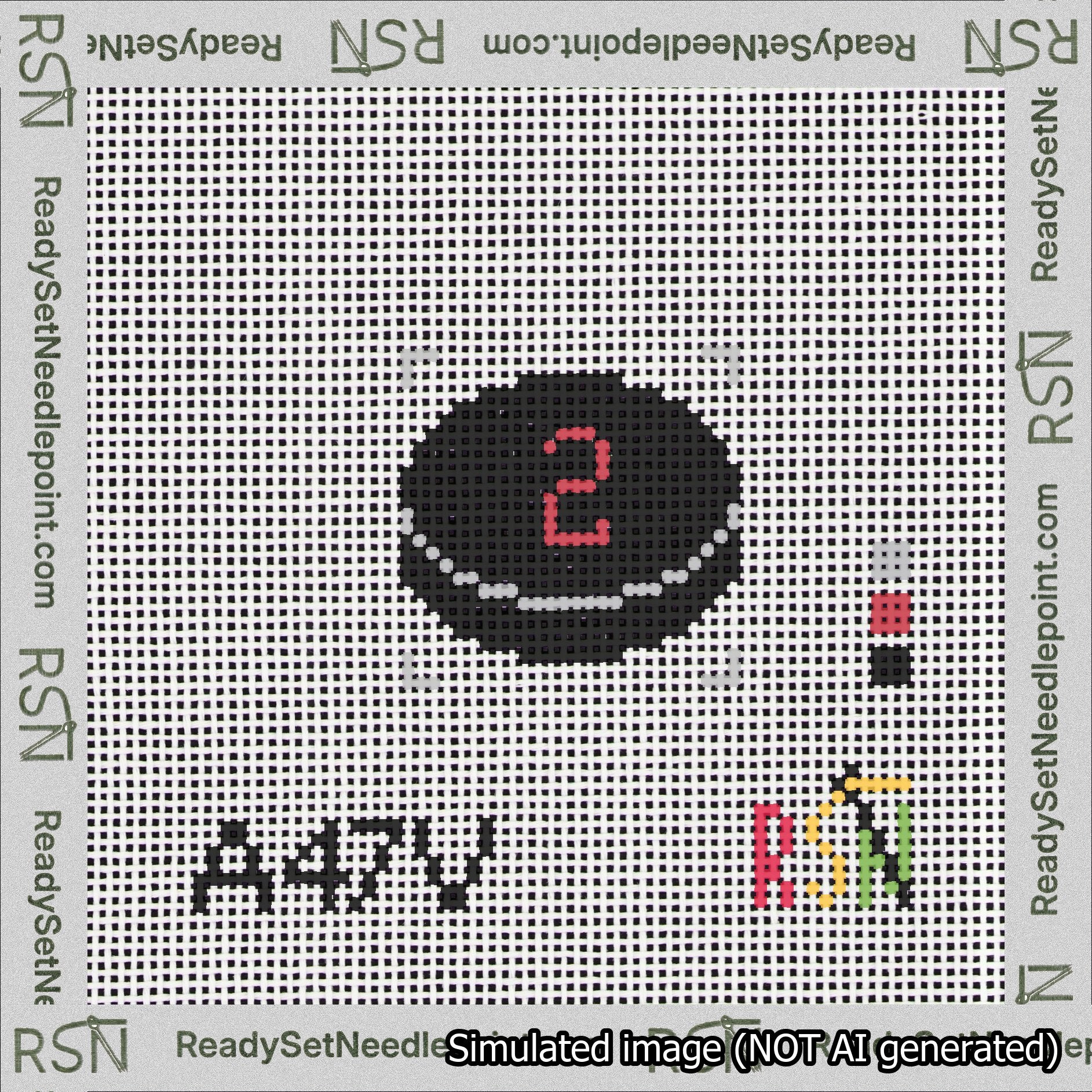 Hockey Puck Bag Charm Red 0-49 Needlepoint Canvas Design