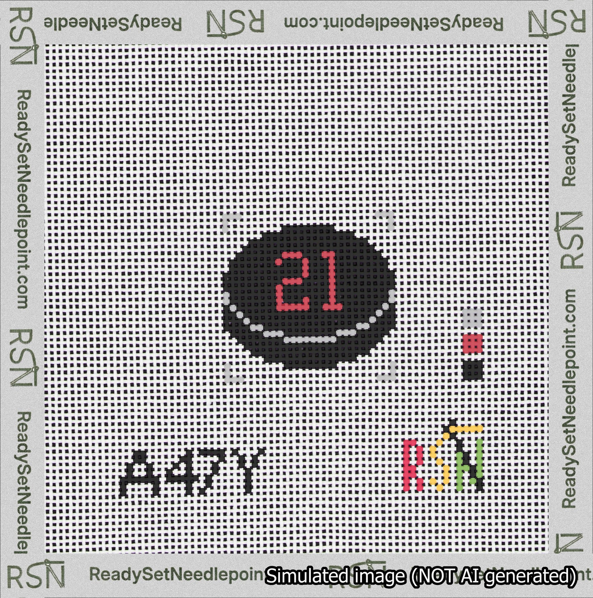 Hockey Puck Bag Charm Red 0-49 Needlepoint Canvas Design