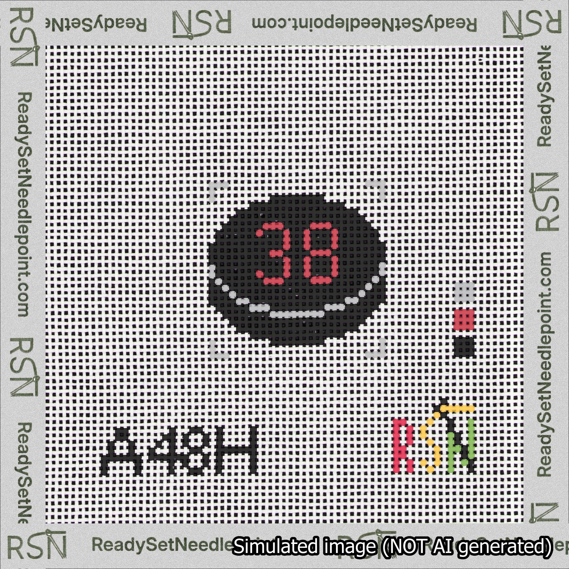 Hockey Puck Bag Charm Red 0-49 Needlepoint Canvas Design