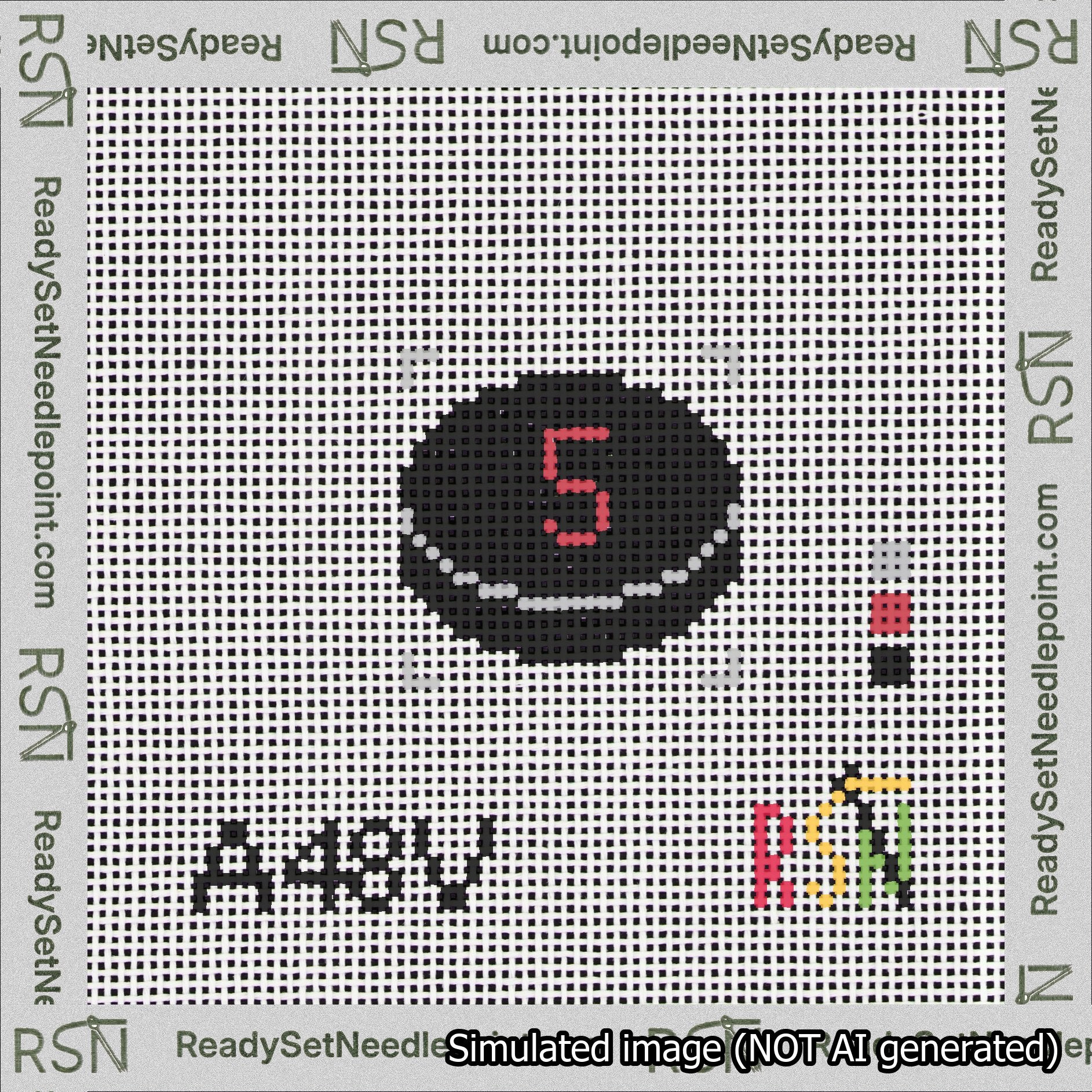 Hockey Puck Bag Charm Red 0-49 Needlepoint Canvas Design