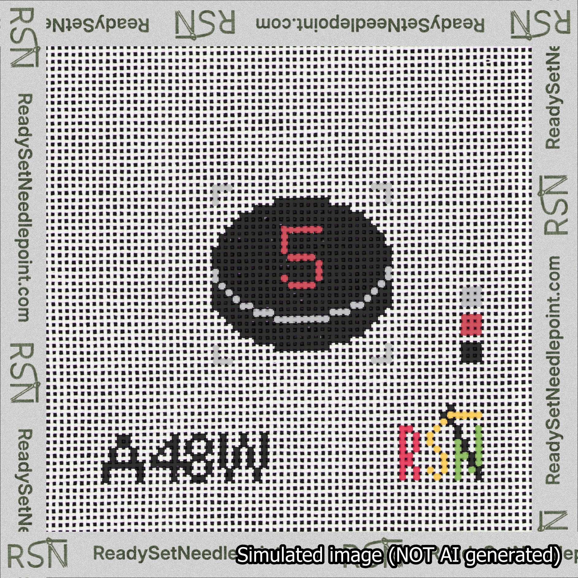 Hockey Puck Bag Charm Red 0-49 Needlepoint Canvas Design