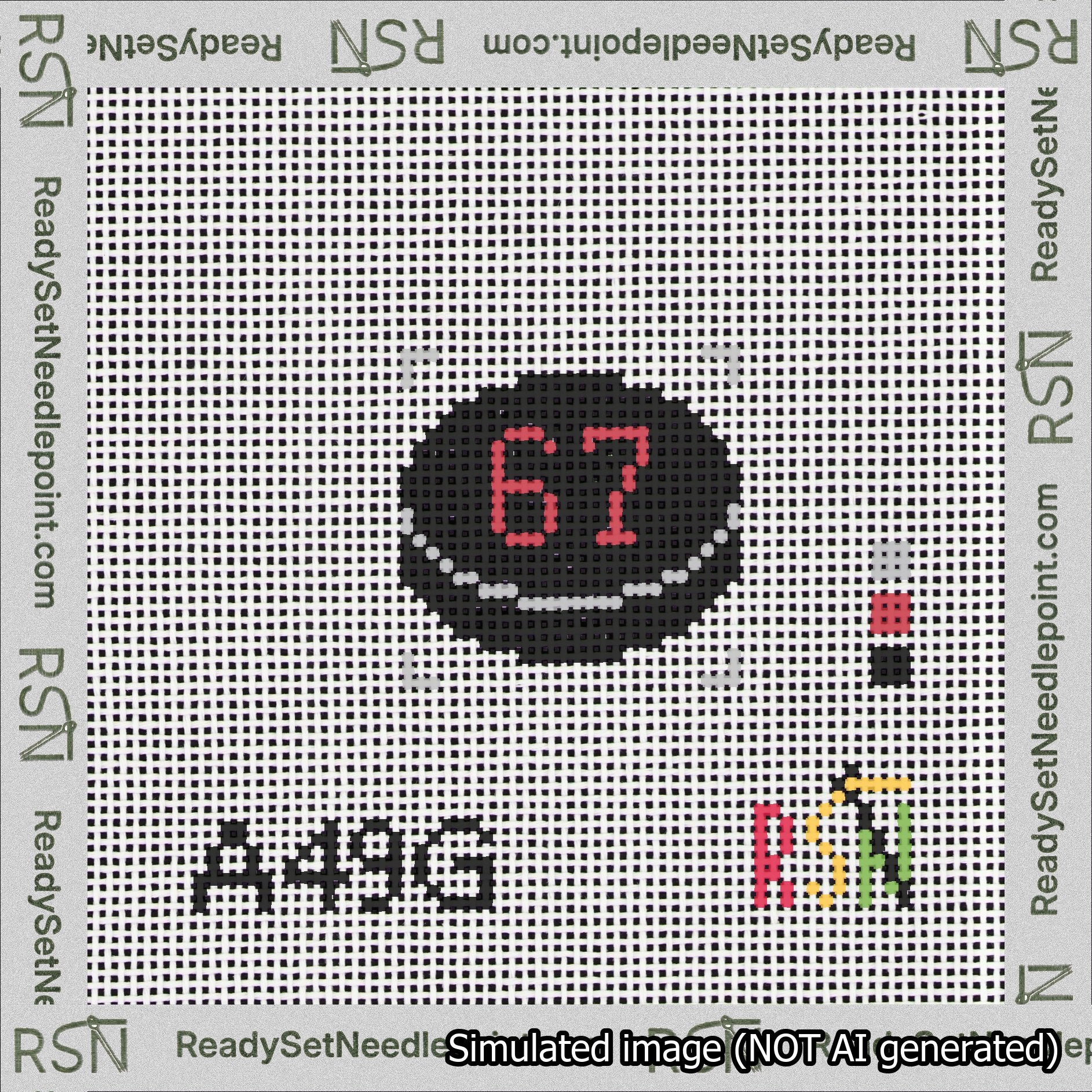 Hockey Puck Bag Charm Red 50-99 Needlepoint Canvas Design