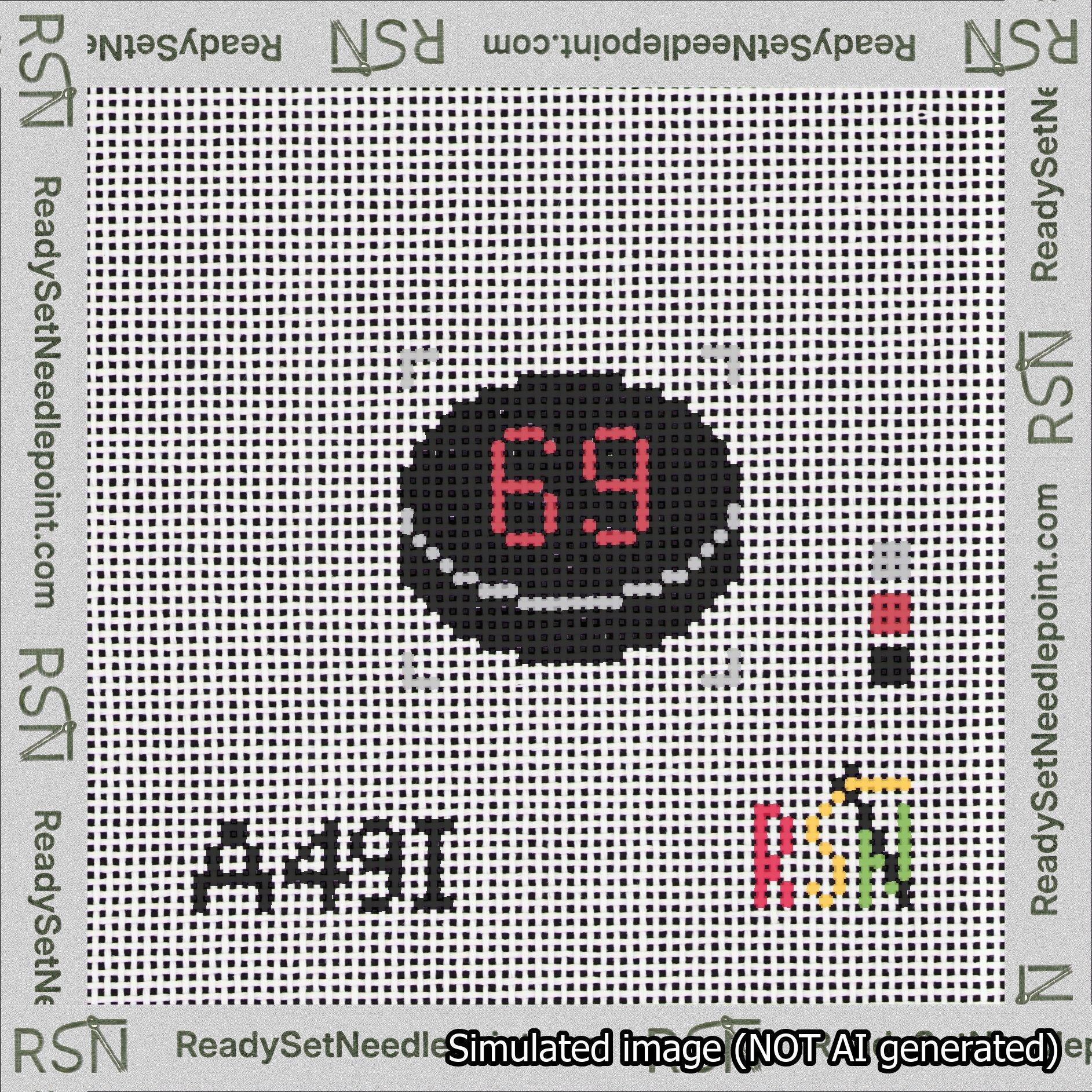 Hockey Puck Bag Charm Red 50-99 Needlepoint Canvas Design