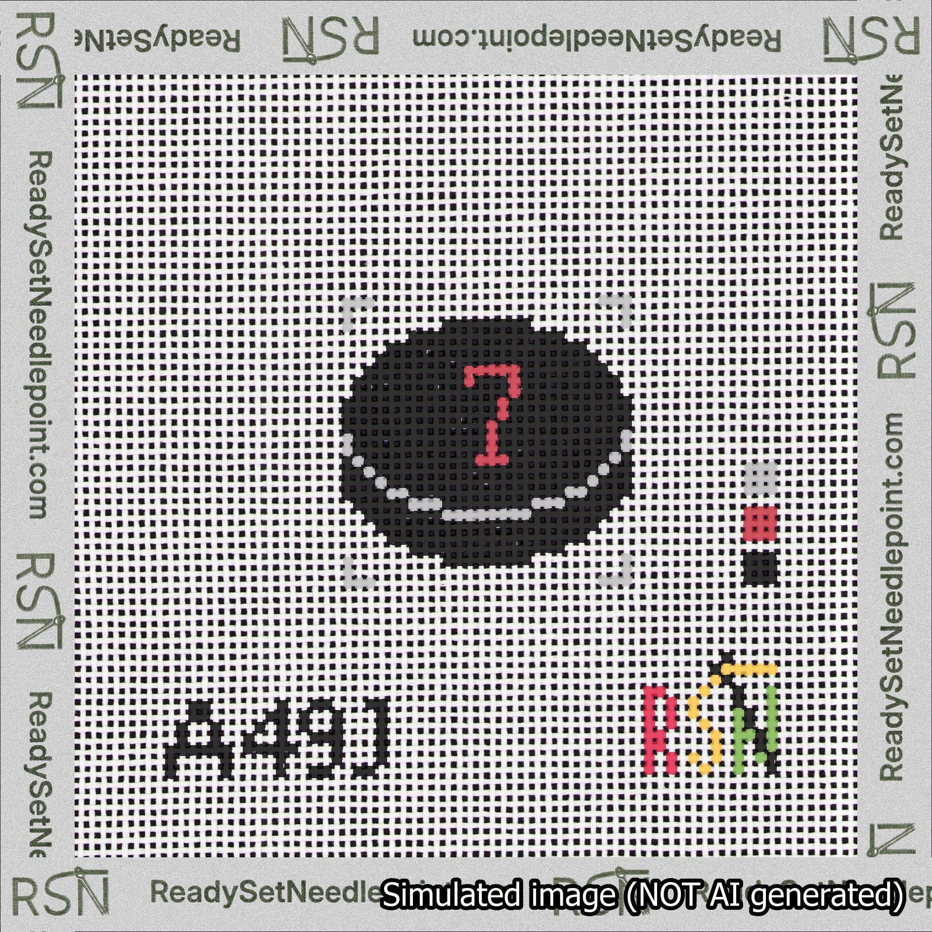 Hockey Puck Bag Charm Red 0-49 Needlepoint Canvas Design