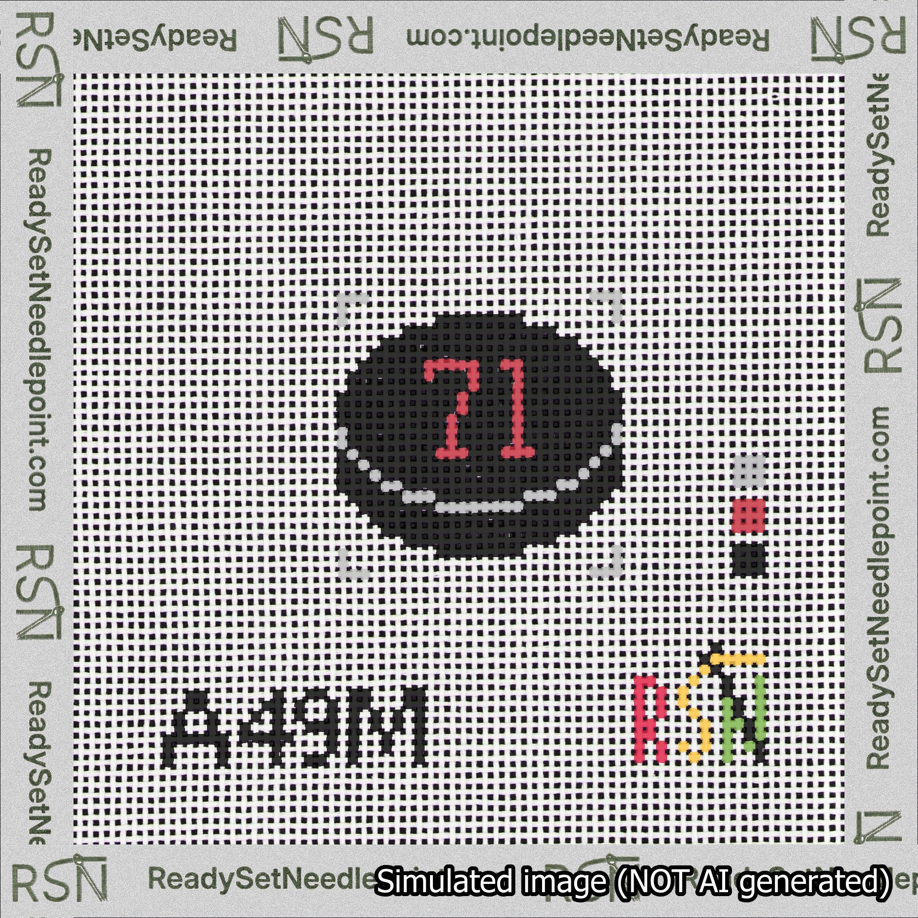 Hockey Puck Bag Charm Red 50-99 Needlepoint Canvas Design