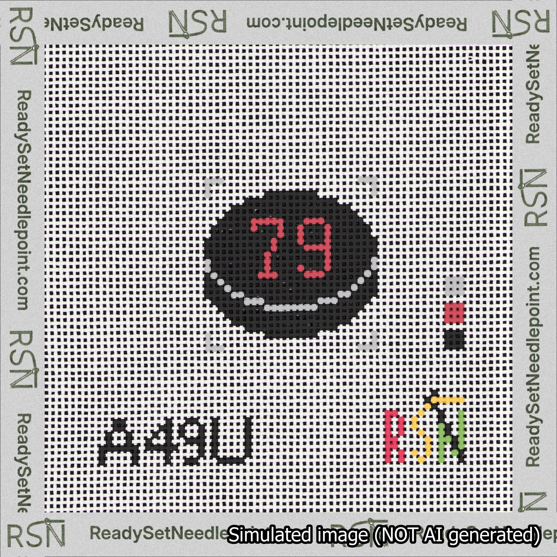 Hockey Puck Bag Charm Red 50-99 Needlepoint Canvas Design