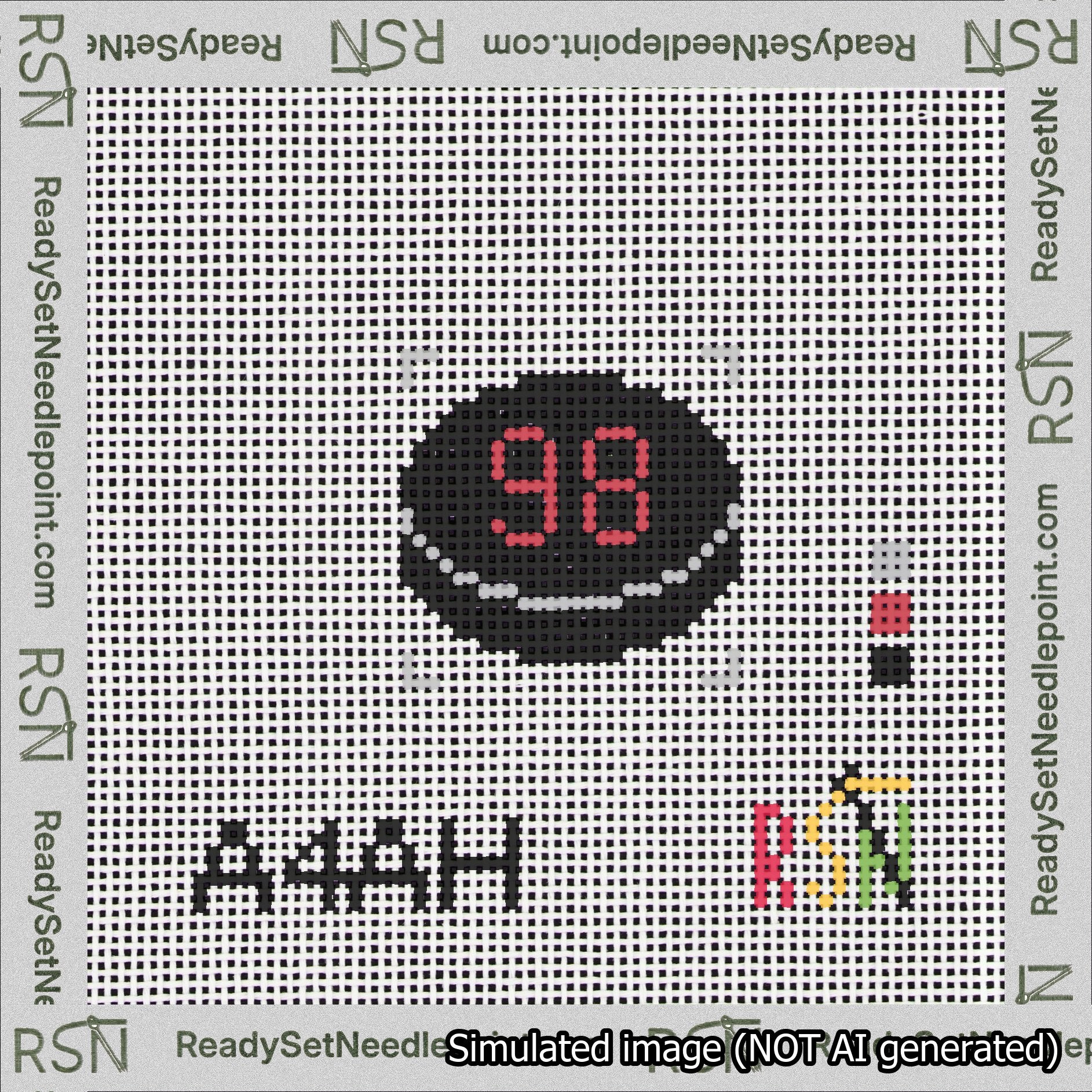 Hockey Puck Bag Charm Red 50-99 Needlepoint Canvas Design