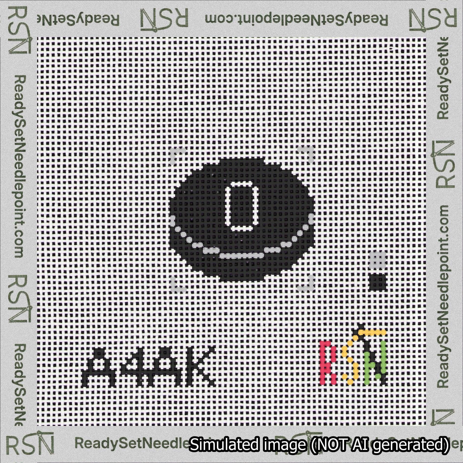 Hockey Puck Bag Charm White 0-49 Needlepoint Canvas Design