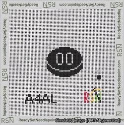 Hockey Puck Bag Charm White 0-49 Needlepoint Canvas Design