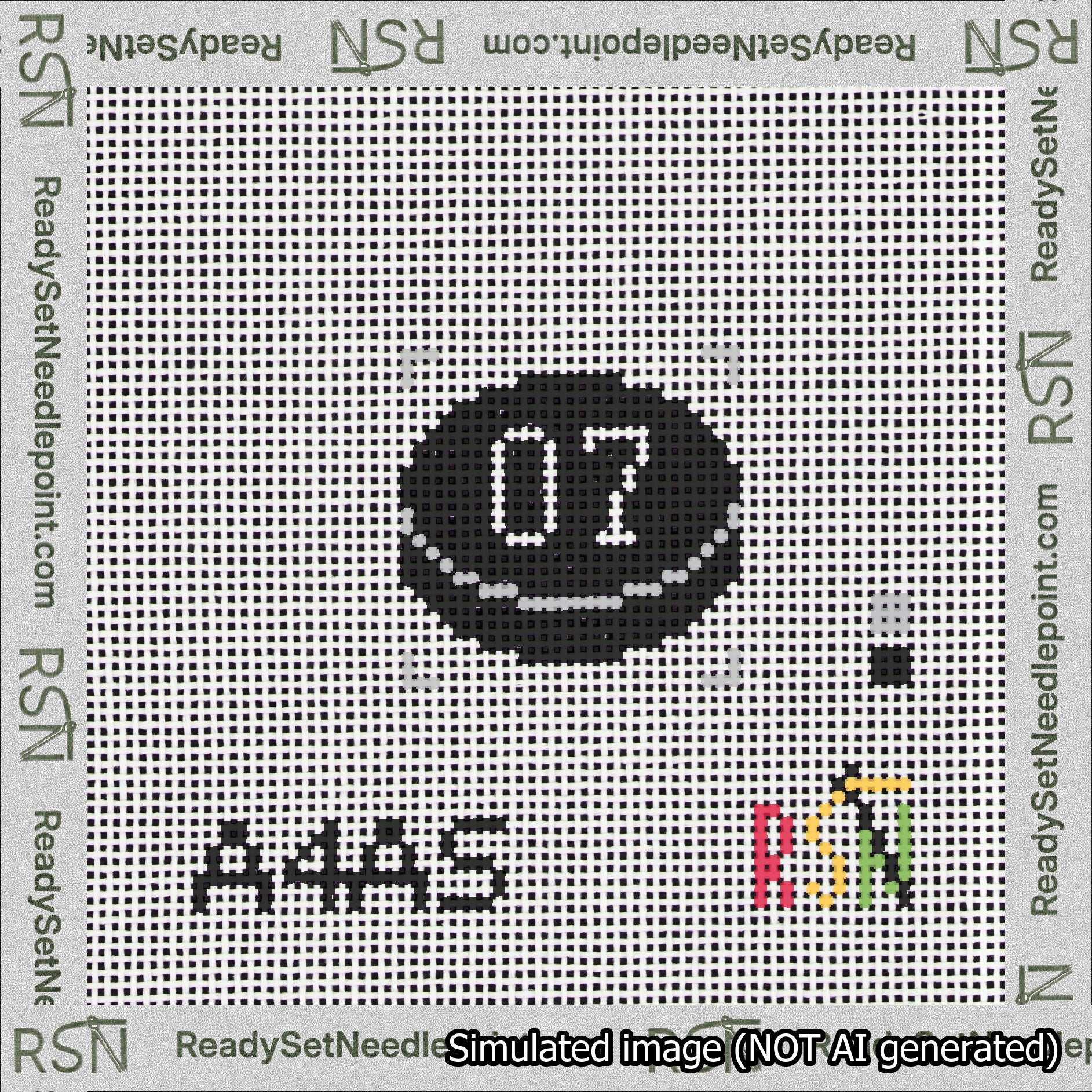 Hockey Puck Bag Charm White 0-49 Needlepoint Canvas Design