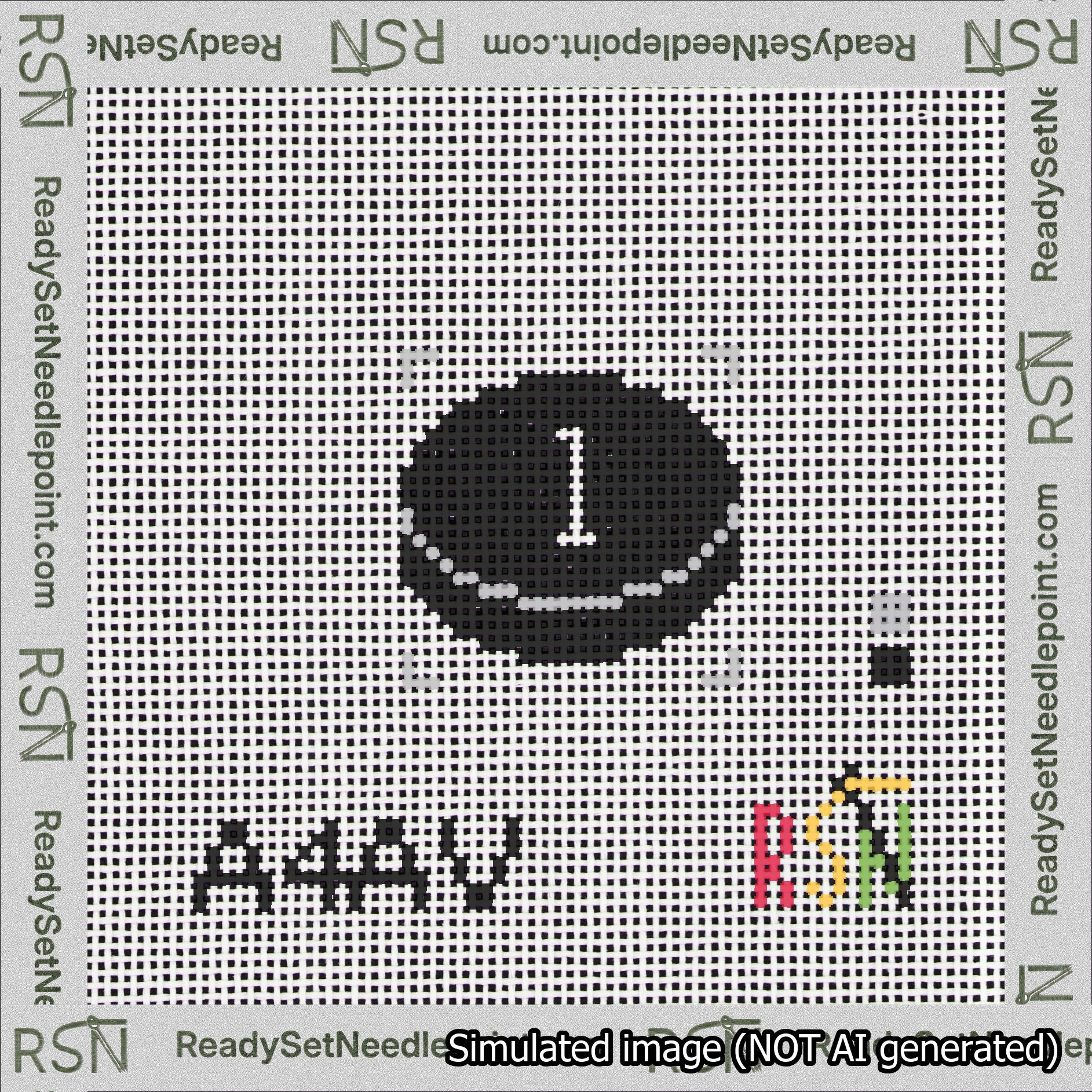 Hockey Puck Bag Charm White 0-49 Needlepoint Canvas Design