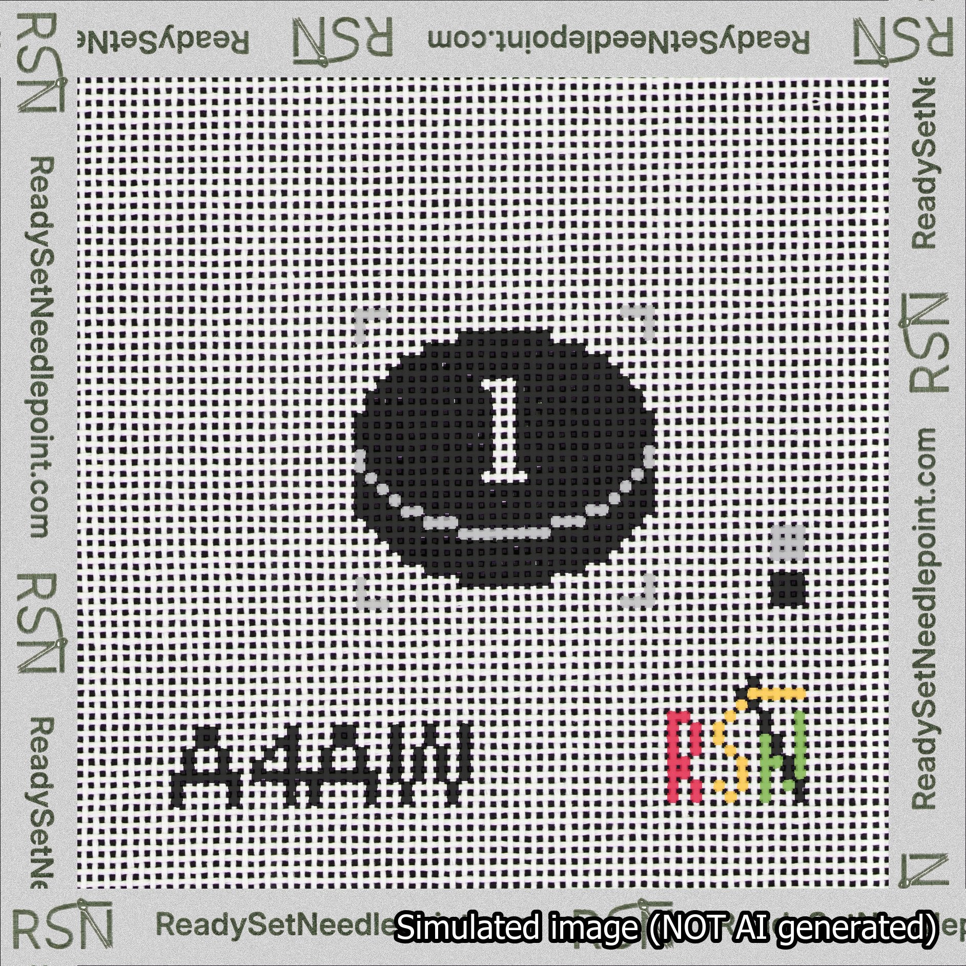 Hockey Puck Bag Charm White 0-49 Needlepoint Canvas Design