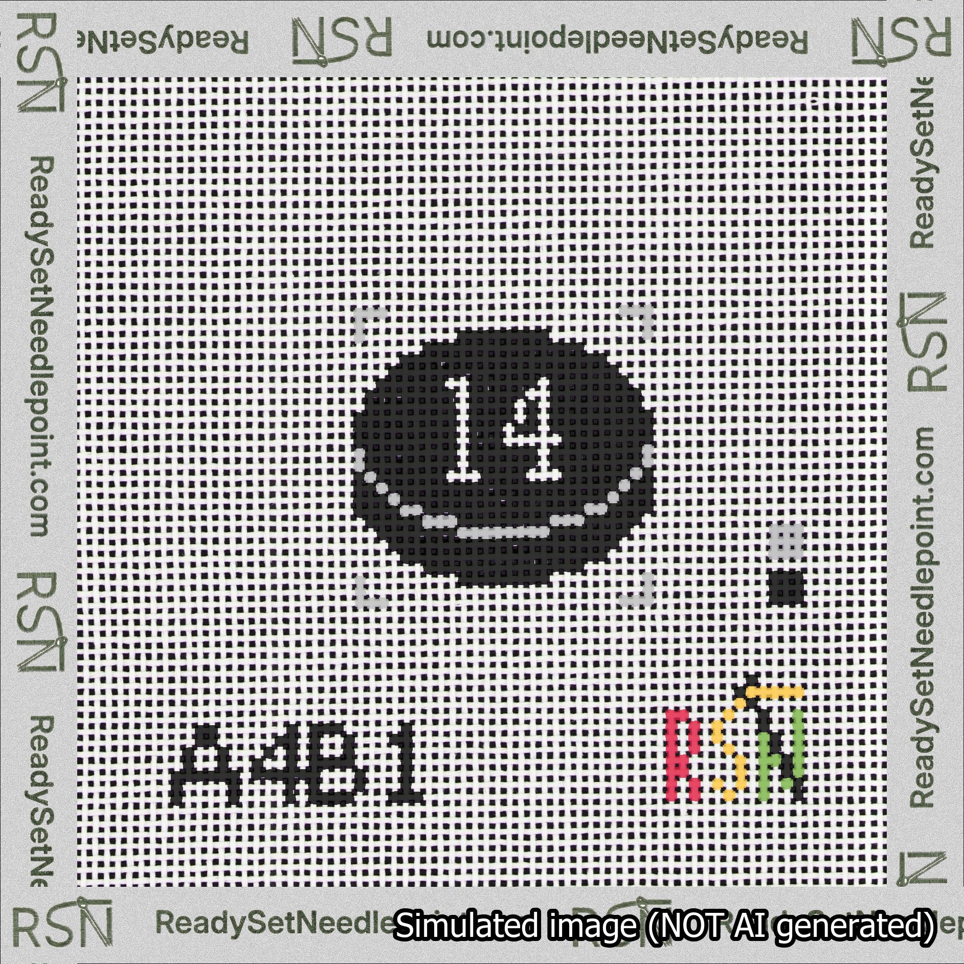 Hockey Puck Bag Charm White 0-49 Needlepoint Canvas Design