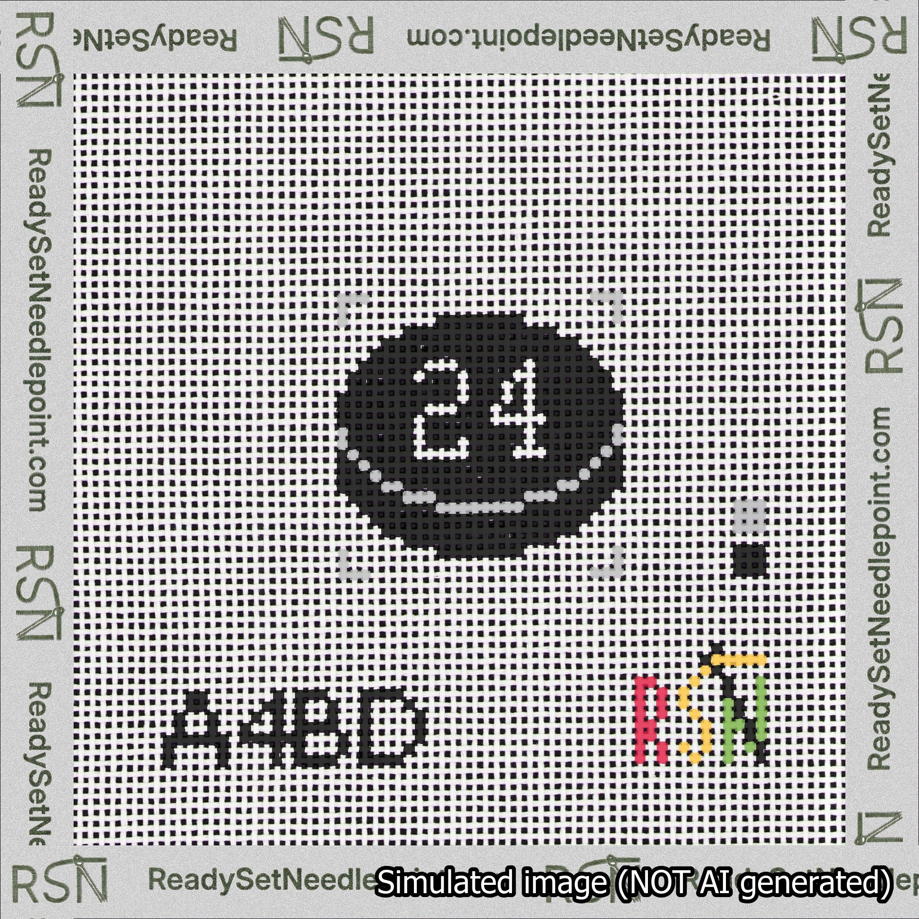 Hockey Puck Bag Charm White 0-49 Needlepoint Canvas Design