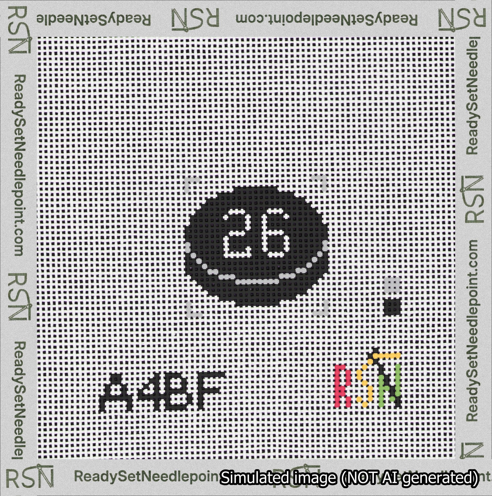 Hockey Puck Bag Charm White 0-49 Needlepoint Canvas Design