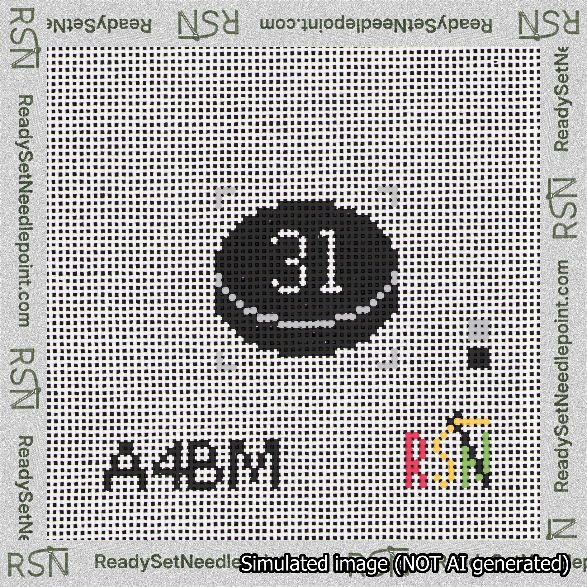 Hockey Puck Bag Charm White 0-49 Needlepoint Canvas Design