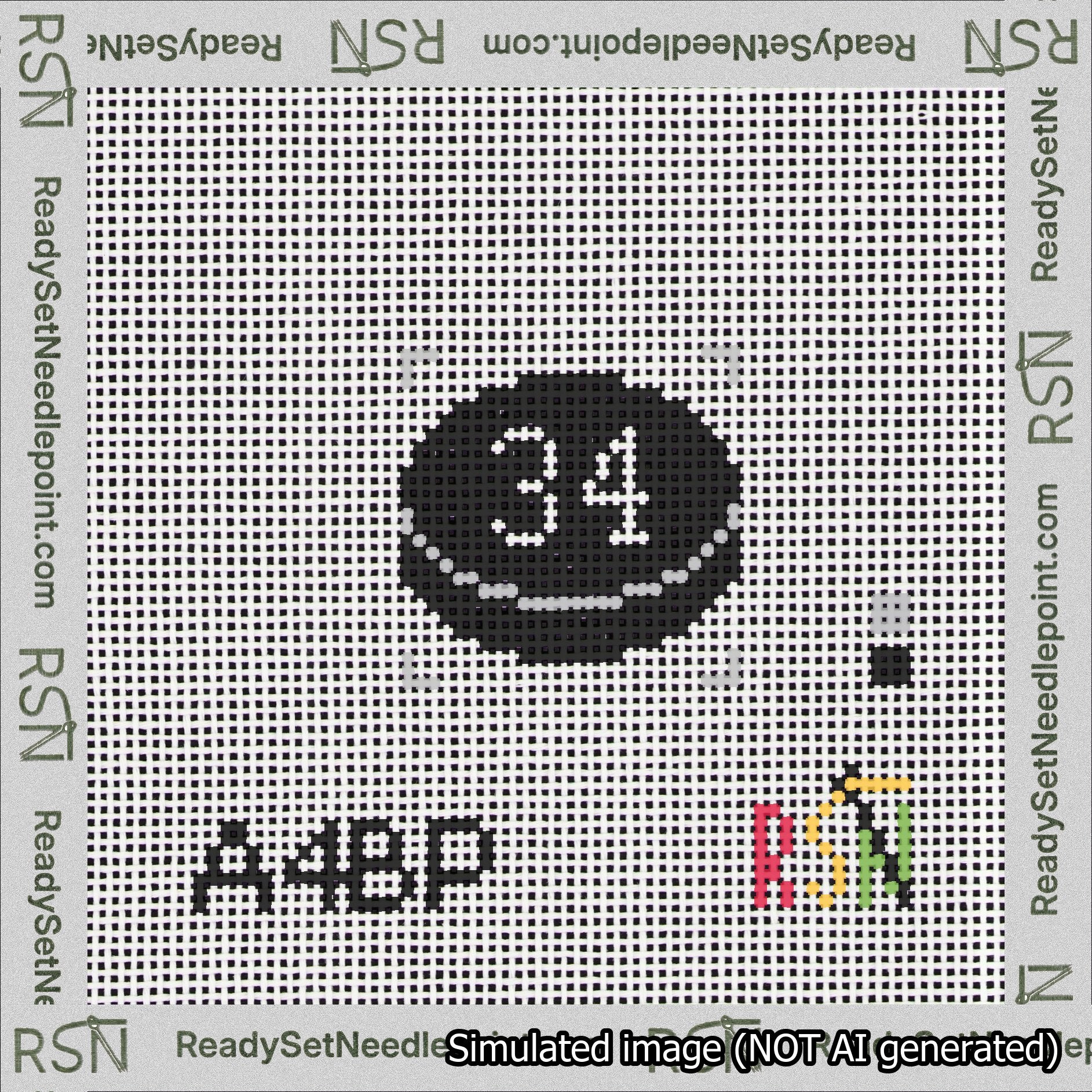 Hockey Puck Bag Charm White 0-49 Needlepoint Canvas Design