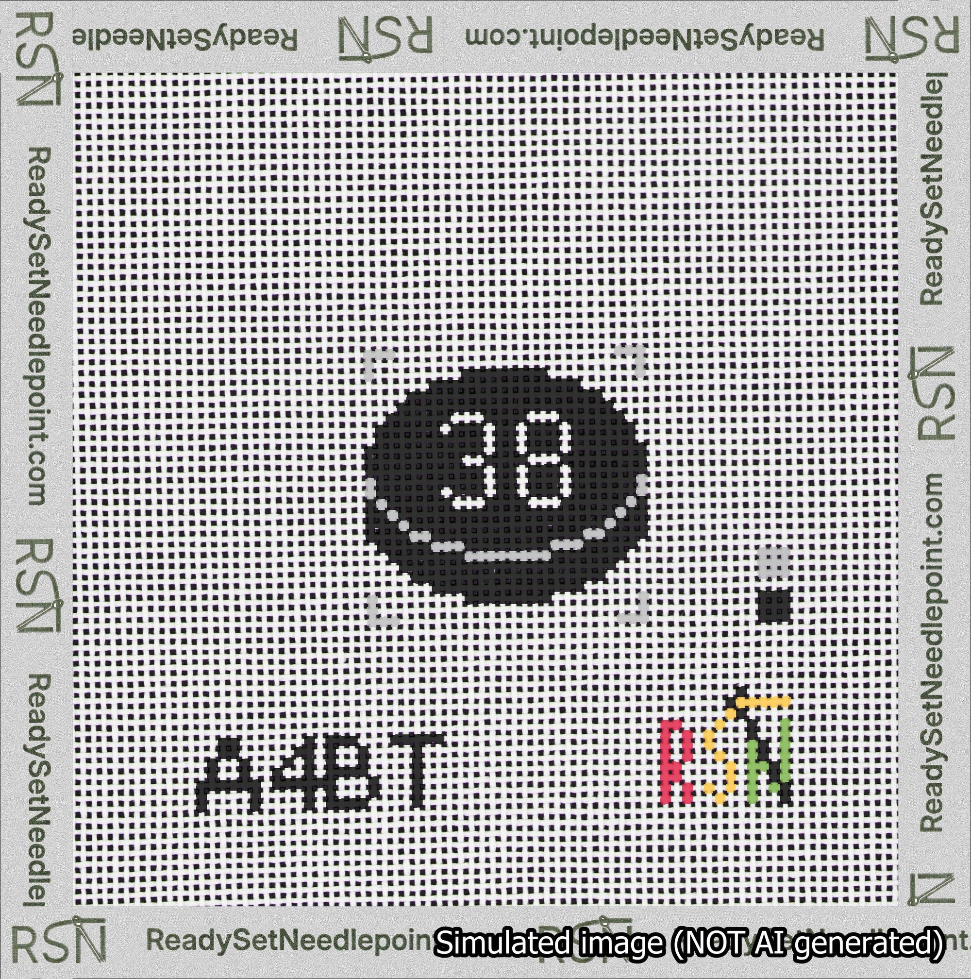 Hockey Puck Bag Charm White 0-49 Needlepoint Canvas Design