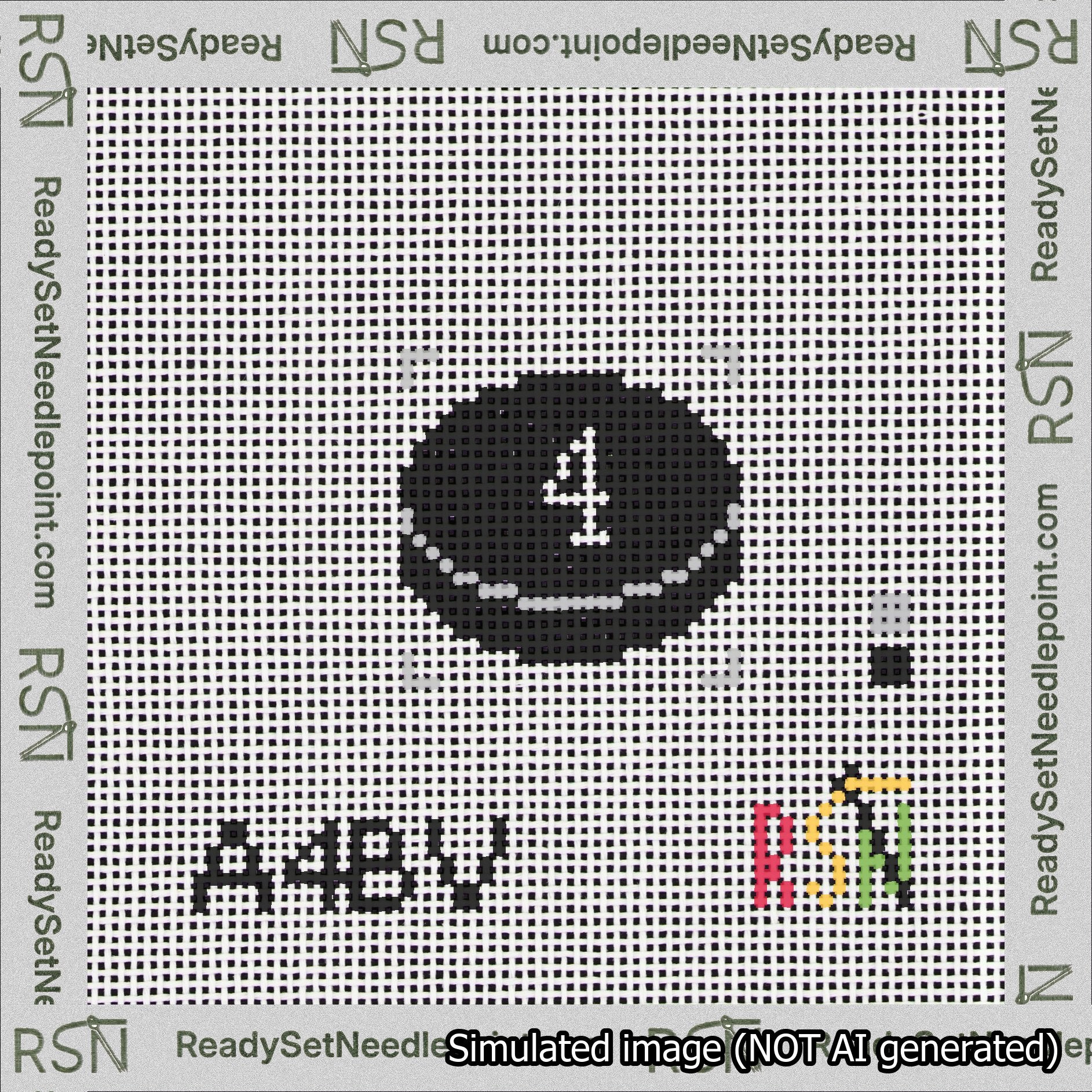 Hockey Puck Bag Charm White 0-49 Needlepoint Canvas Design