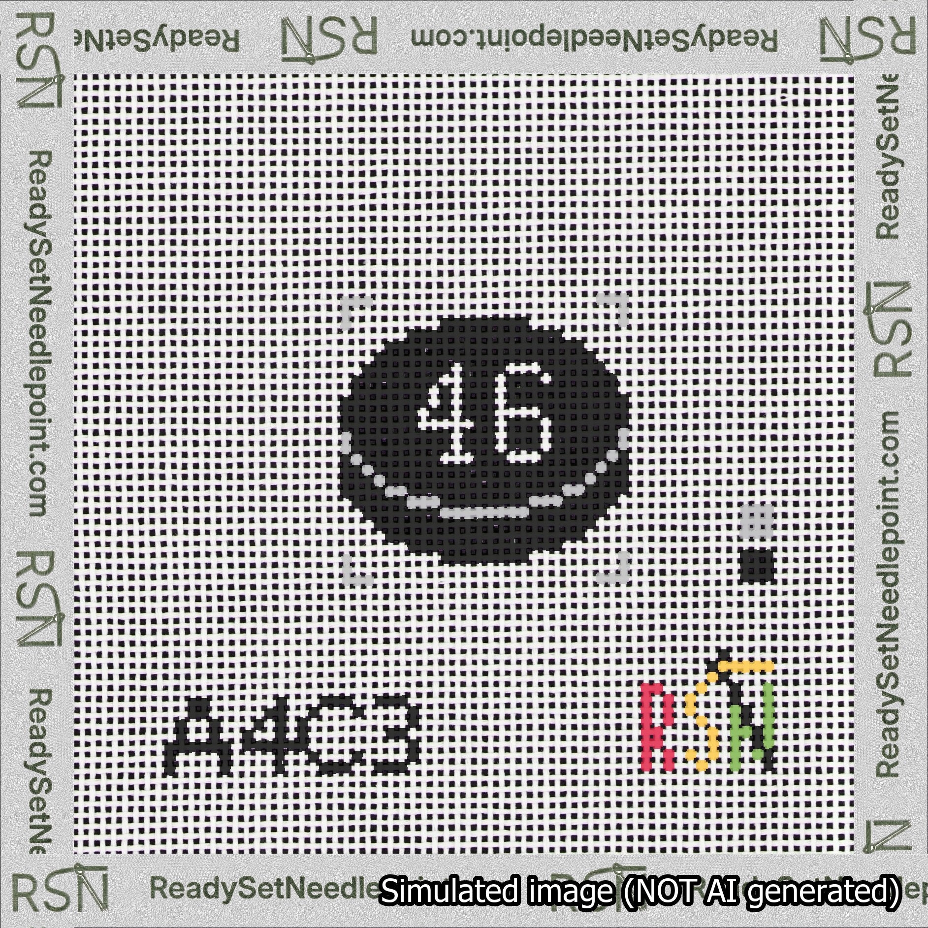 Hockey Puck Bag Charm White 0-49 Needlepoint Canvas Design