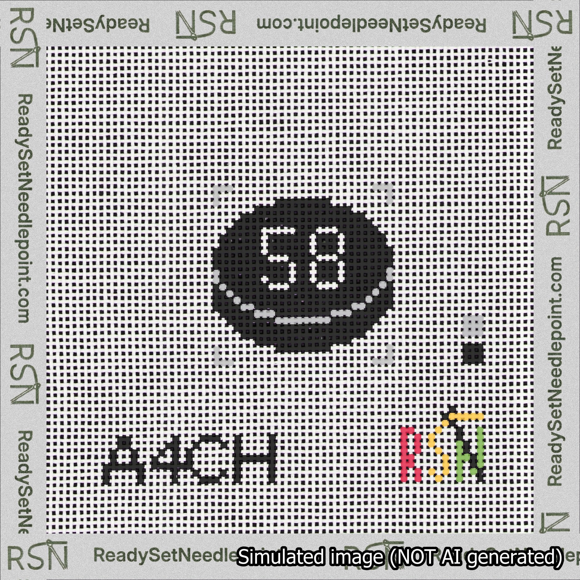 Hockey Puck Bag Charm White 50-99 Needlepoint Canvas Design