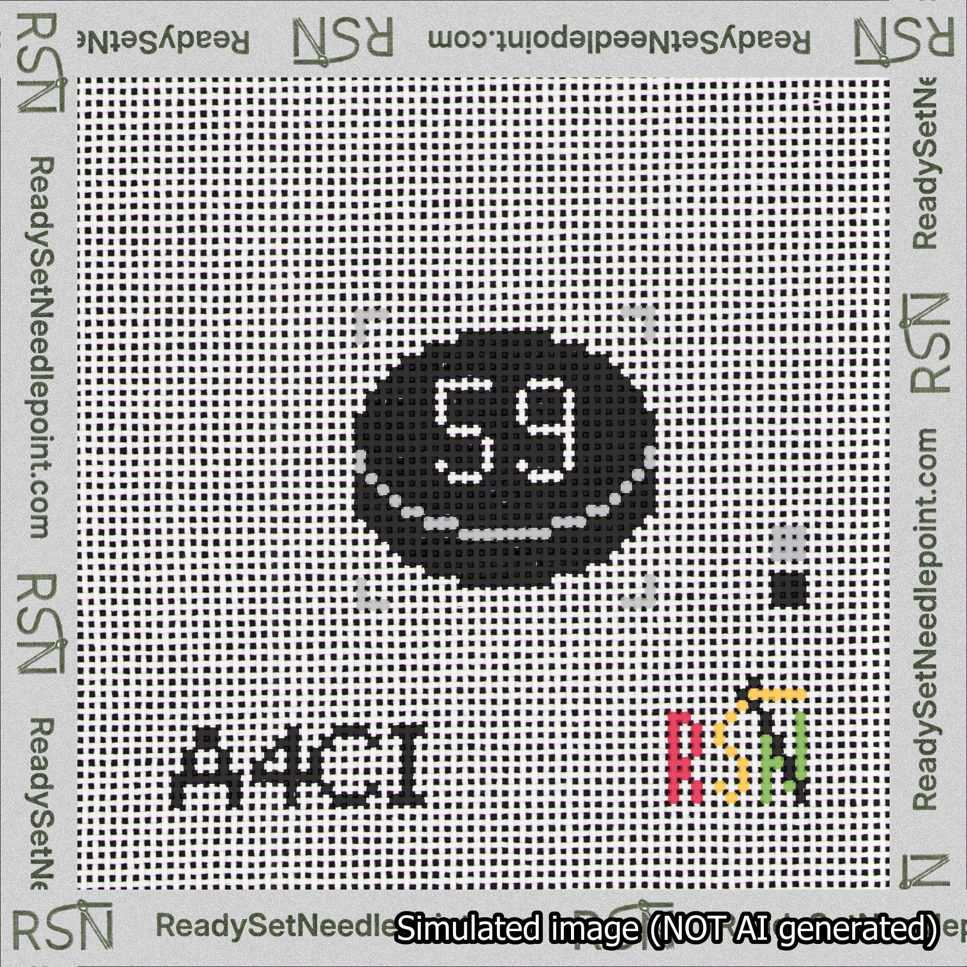 Hockey Puck Bag Charm White 50-99 Needlepoint Canvas Design