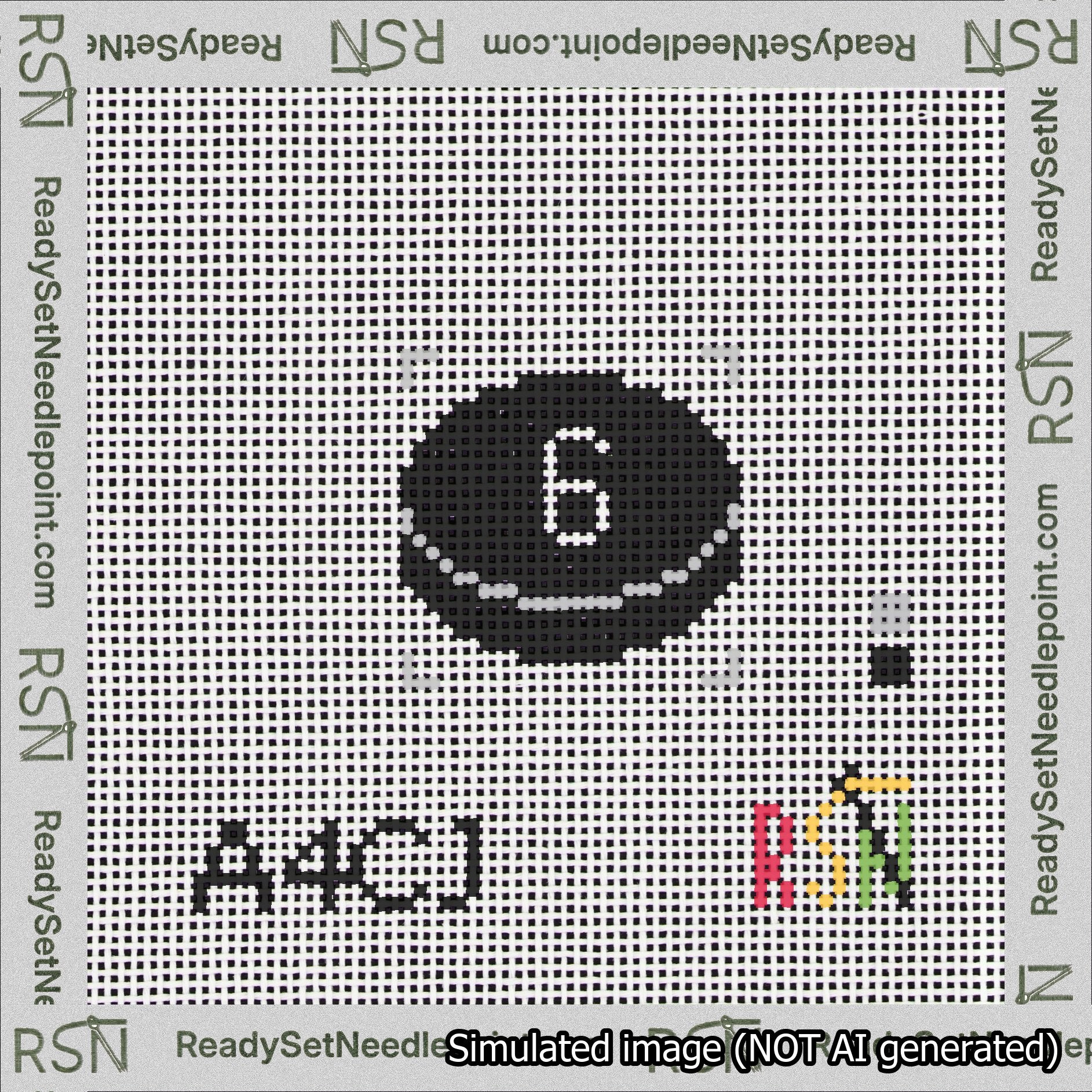 Hockey Puck Bag Charm White 0-49 Needlepoint Canvas Design