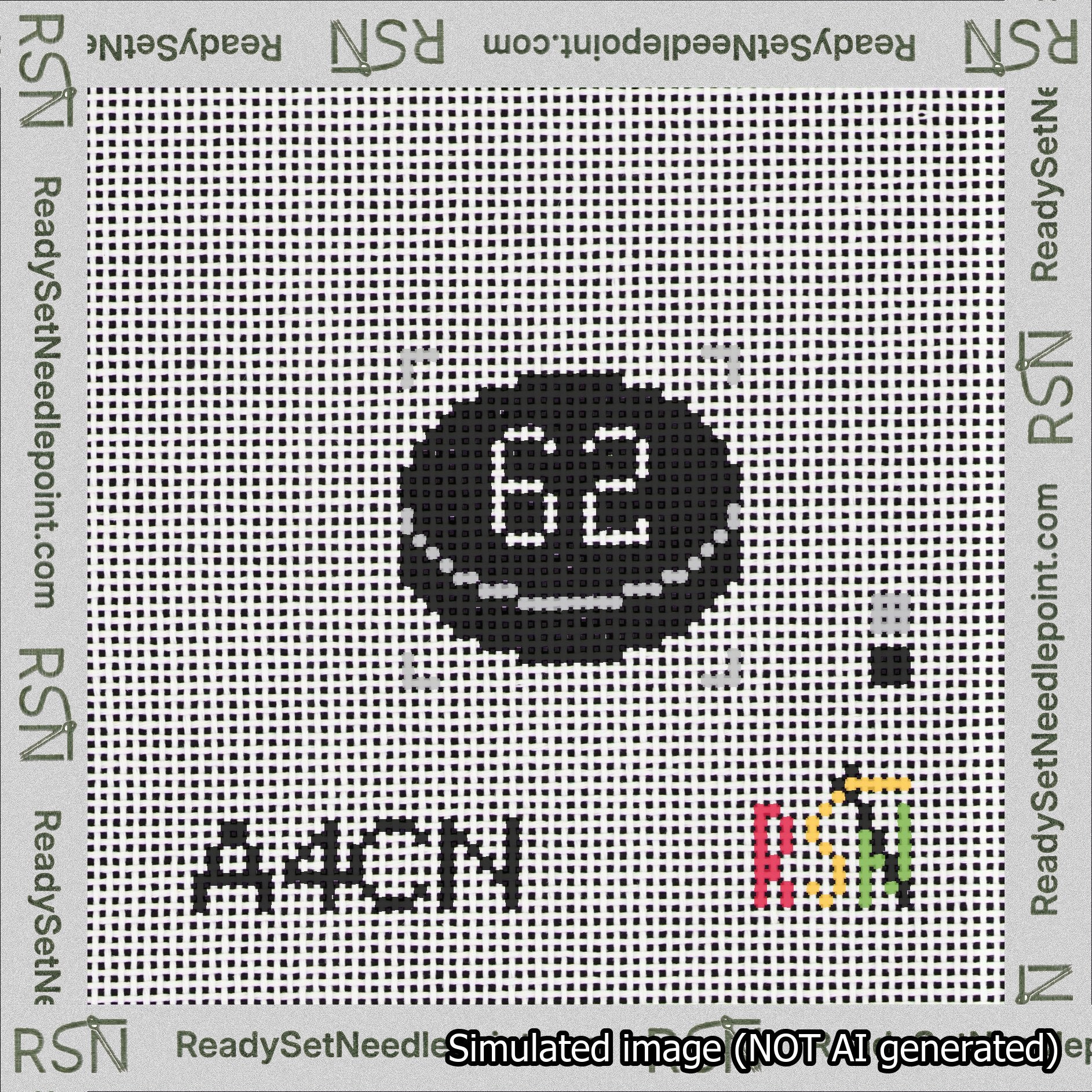 Hockey Puck Bag Charm White 50-99 Needlepoint Canvas Design