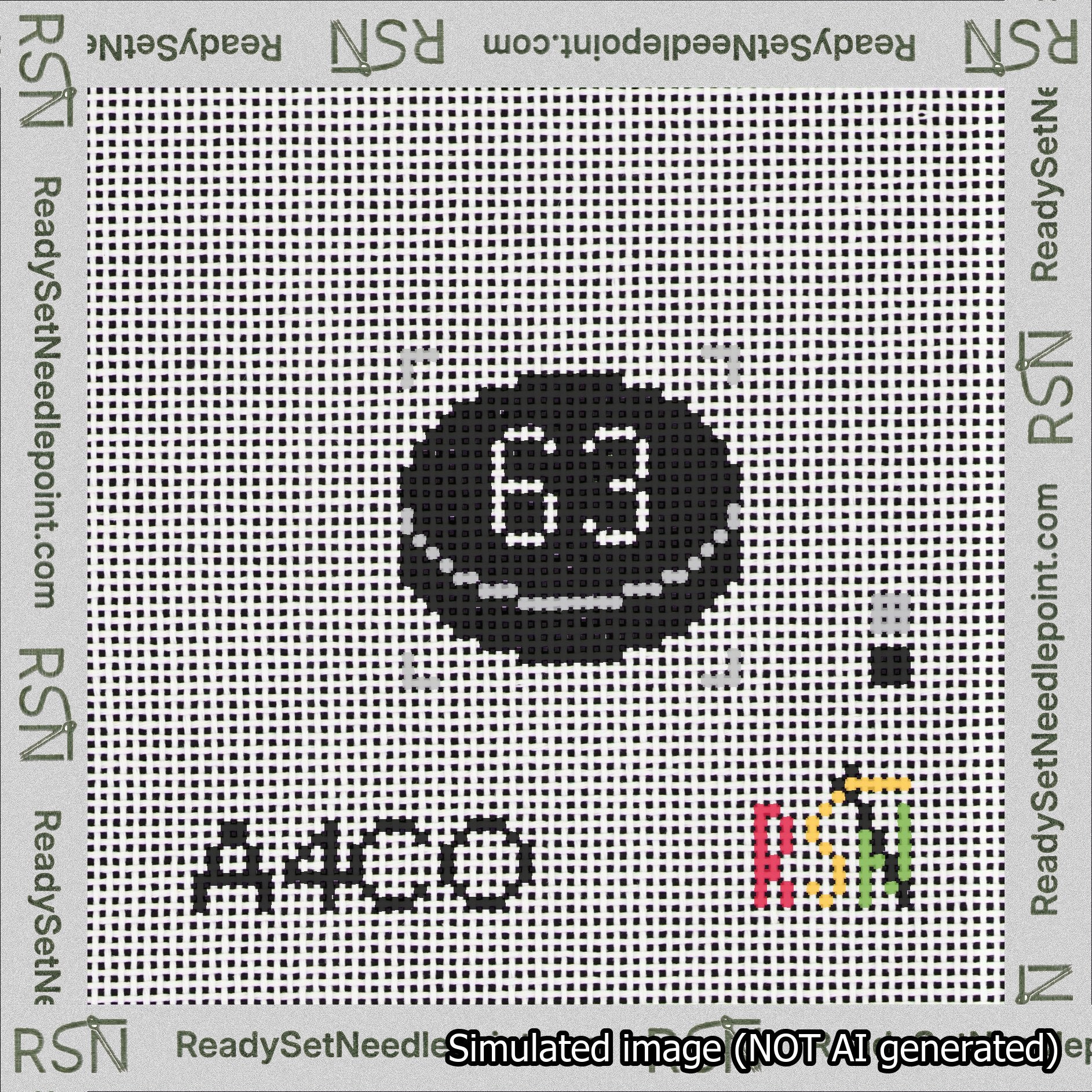 Hockey Puck Bag Charm White 50-99 Needlepoint Canvas Design