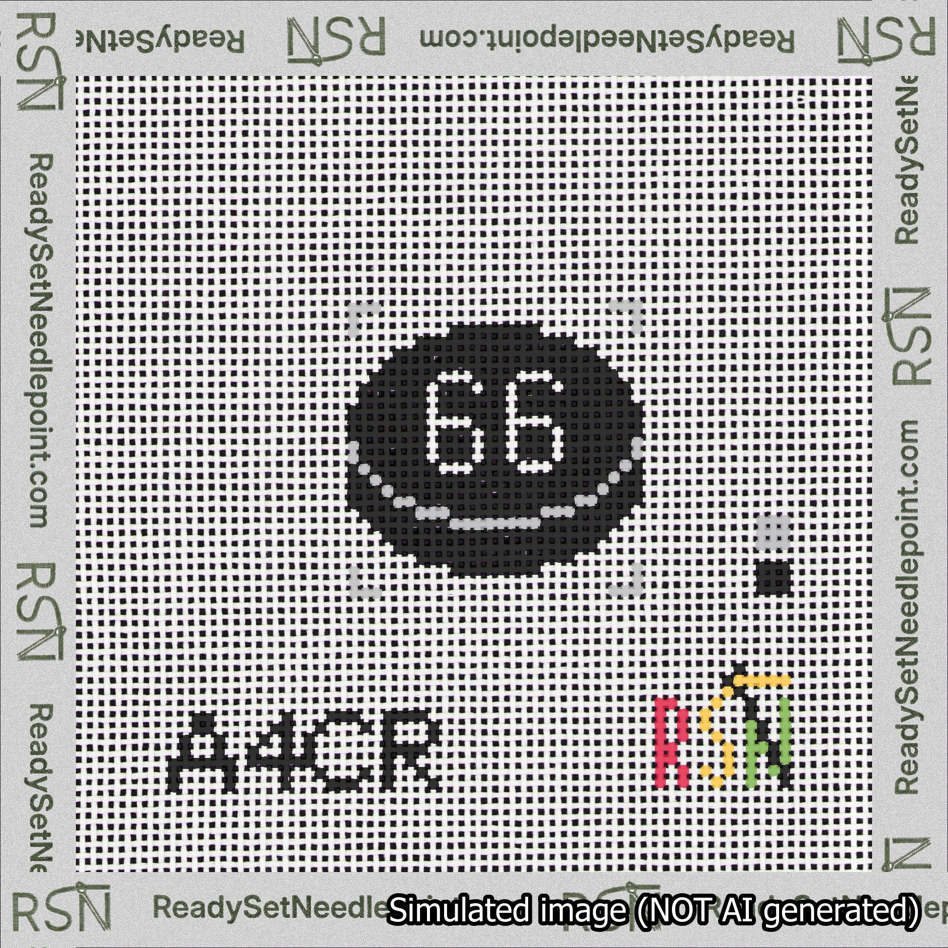 Hockey Puck Bag Charm White 50-99 Needlepoint Canvas Design