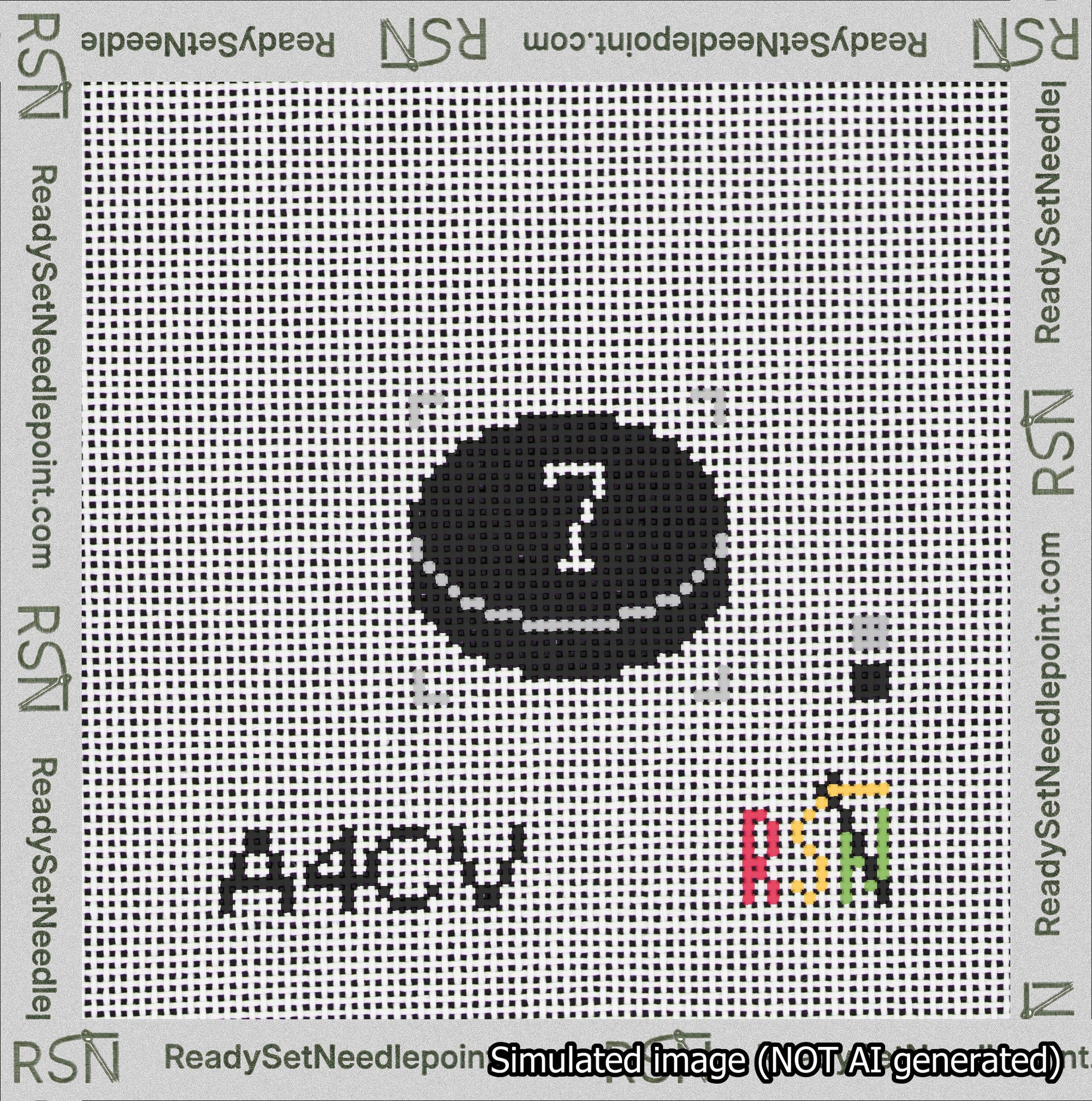 Hockey Puck Bag Charm White 0-49 Needlepoint Canvas Design