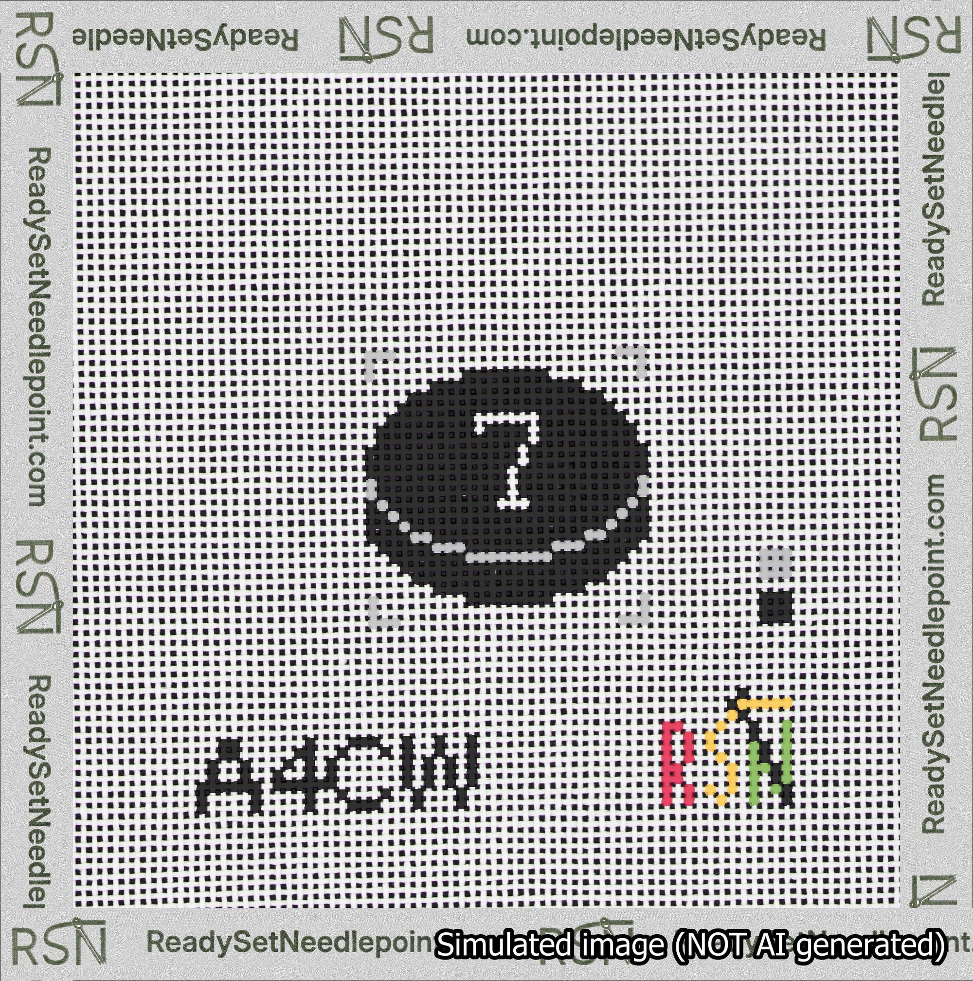 Hockey Puck Bag Charm White 0-49 Needlepoint Canvas Design