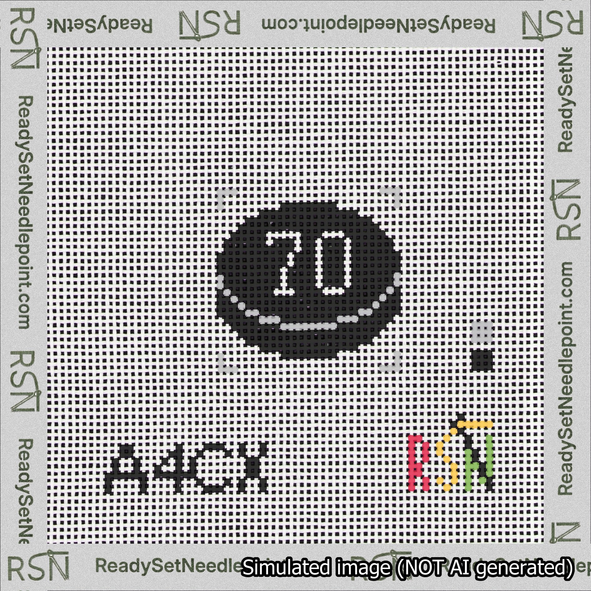 Hockey Puck Bag Charm White 50-99 Needlepoint Canvas Design