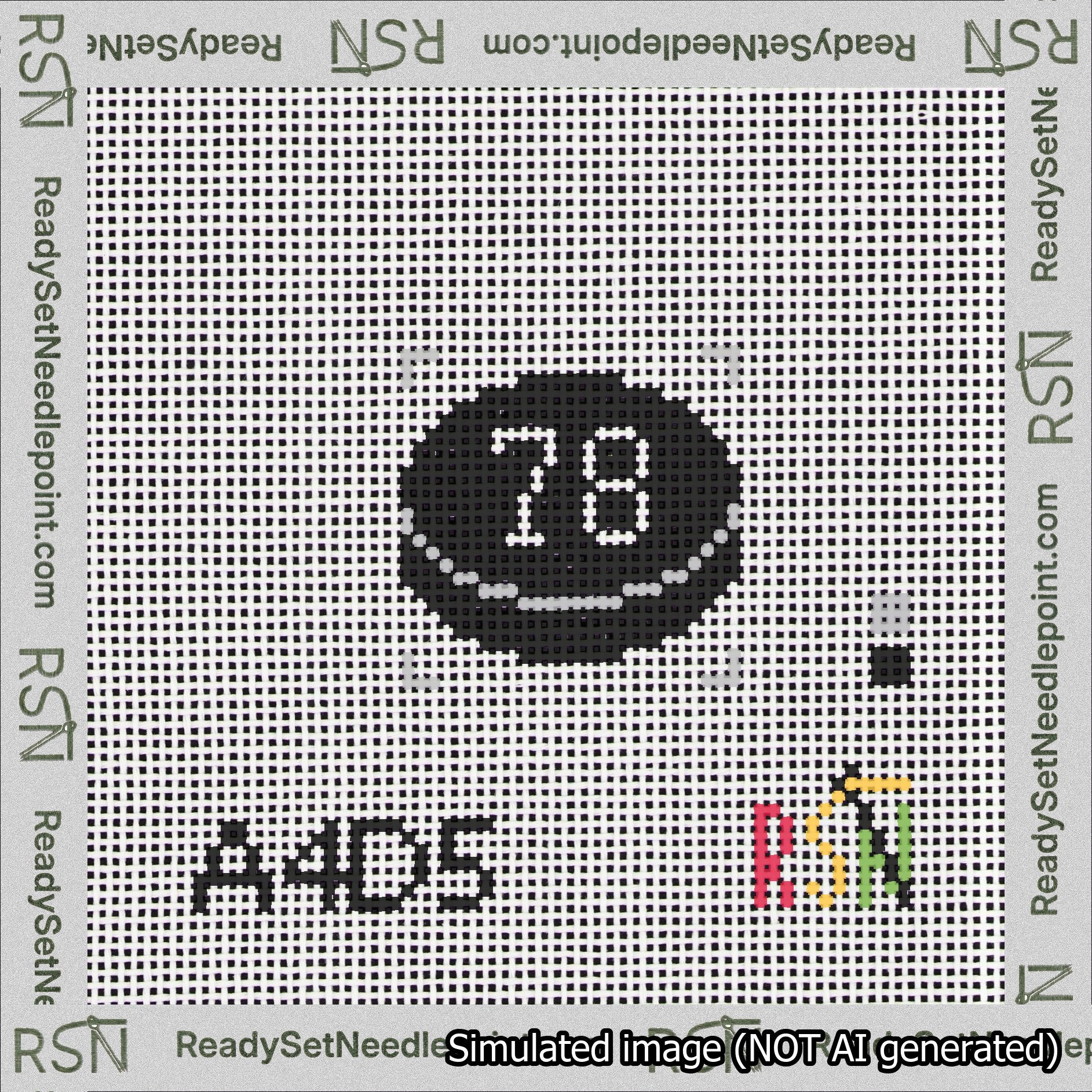 Hockey Puck Bag Charm White 50-99 Needlepoint Canvas Design