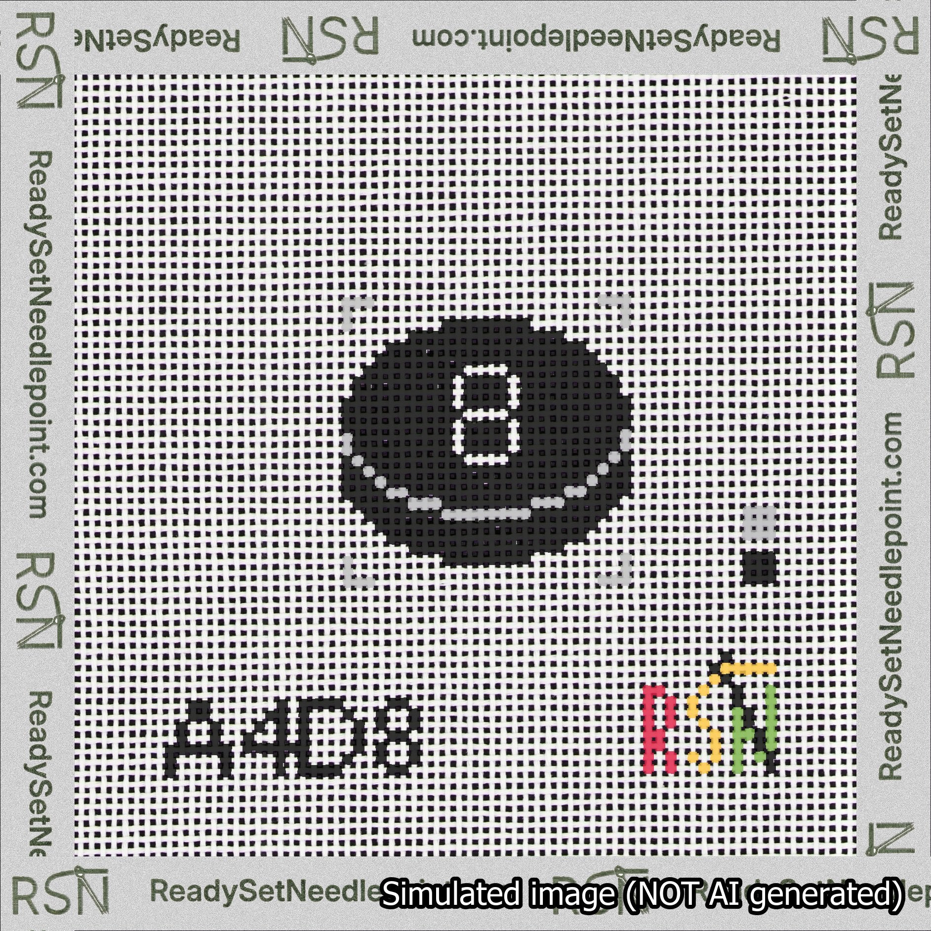 Hockey Puck Bag Charm White 0-49 Needlepoint Canvas Design