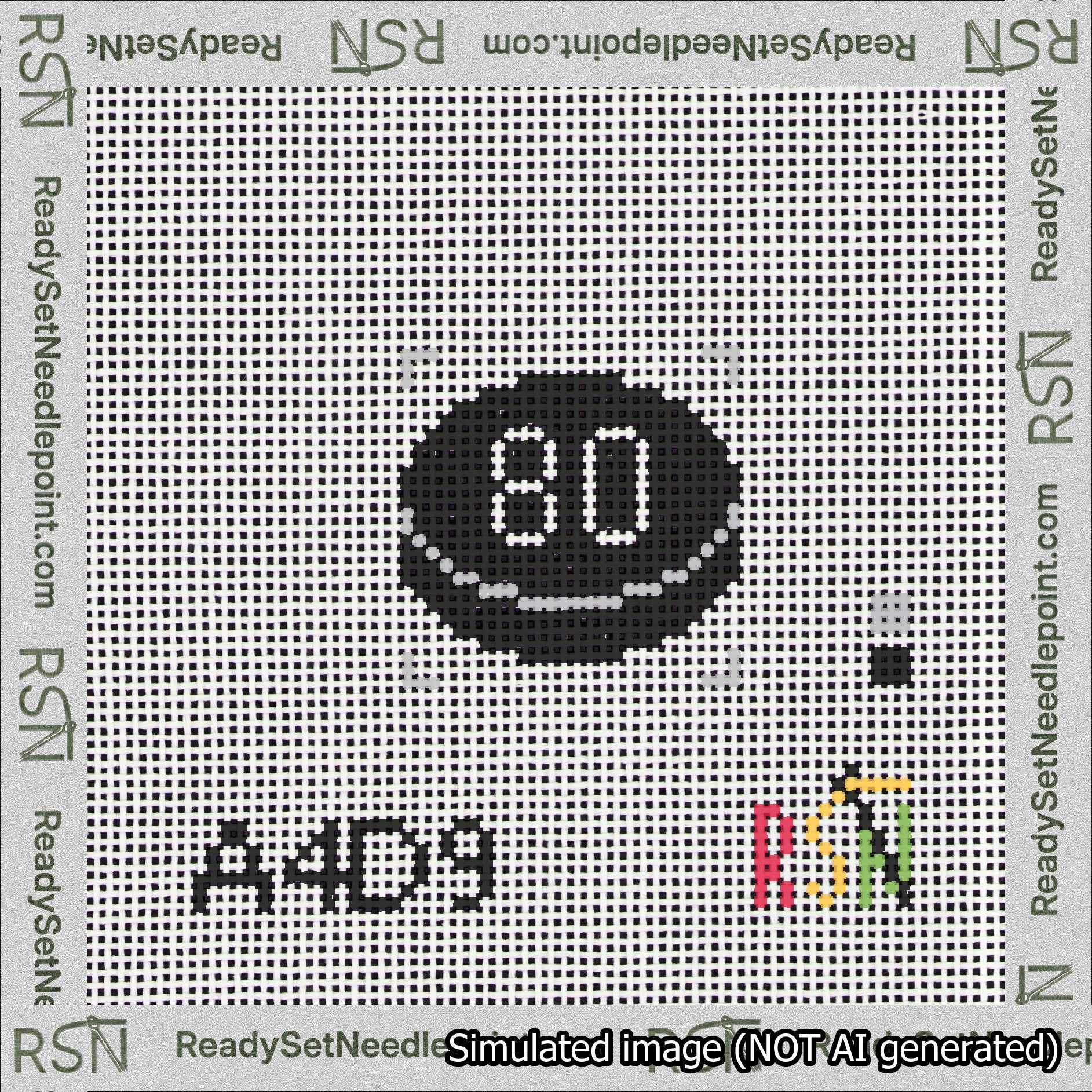 Hockey Puck Bag Charm White 50-99 Needlepoint Canvas Design