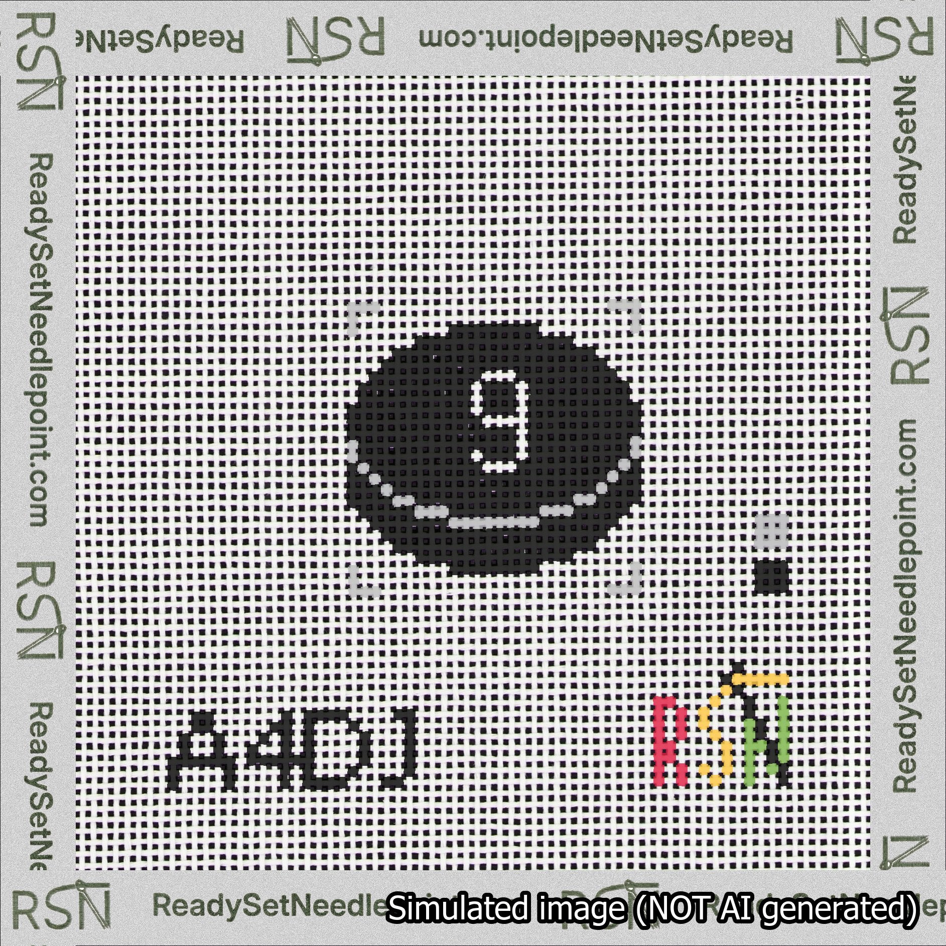 Hockey Puck Bag Charm White 0-49 Needlepoint Canvas Design