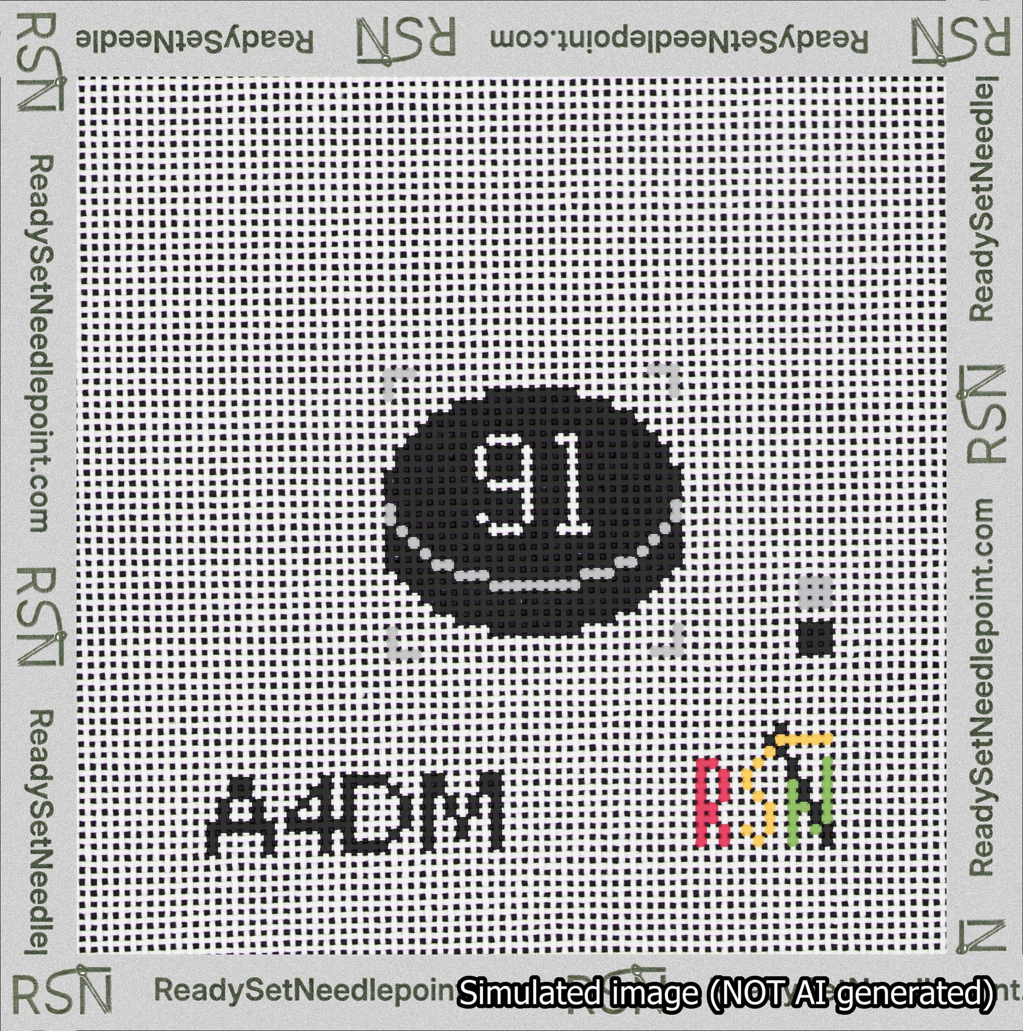 Hockey Puck Bag Charm White 50-99 Needlepoint Canvas Design