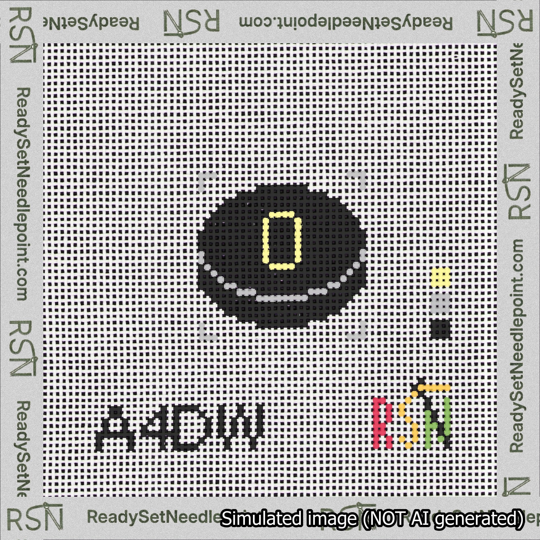 Hockey Puck Bag Charm Yellow 0-49 Needlepoint Canvas Design