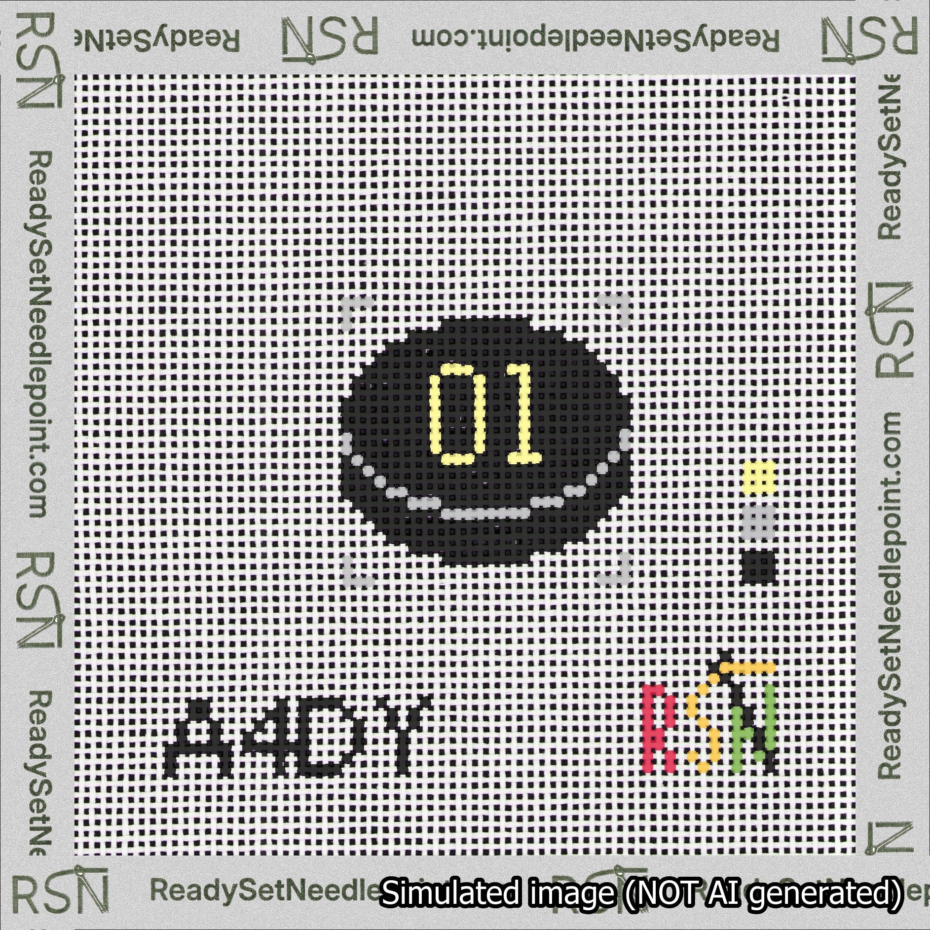 Hockey Puck Bag Charm Yellow 0-49 Needlepoint Canvas Design