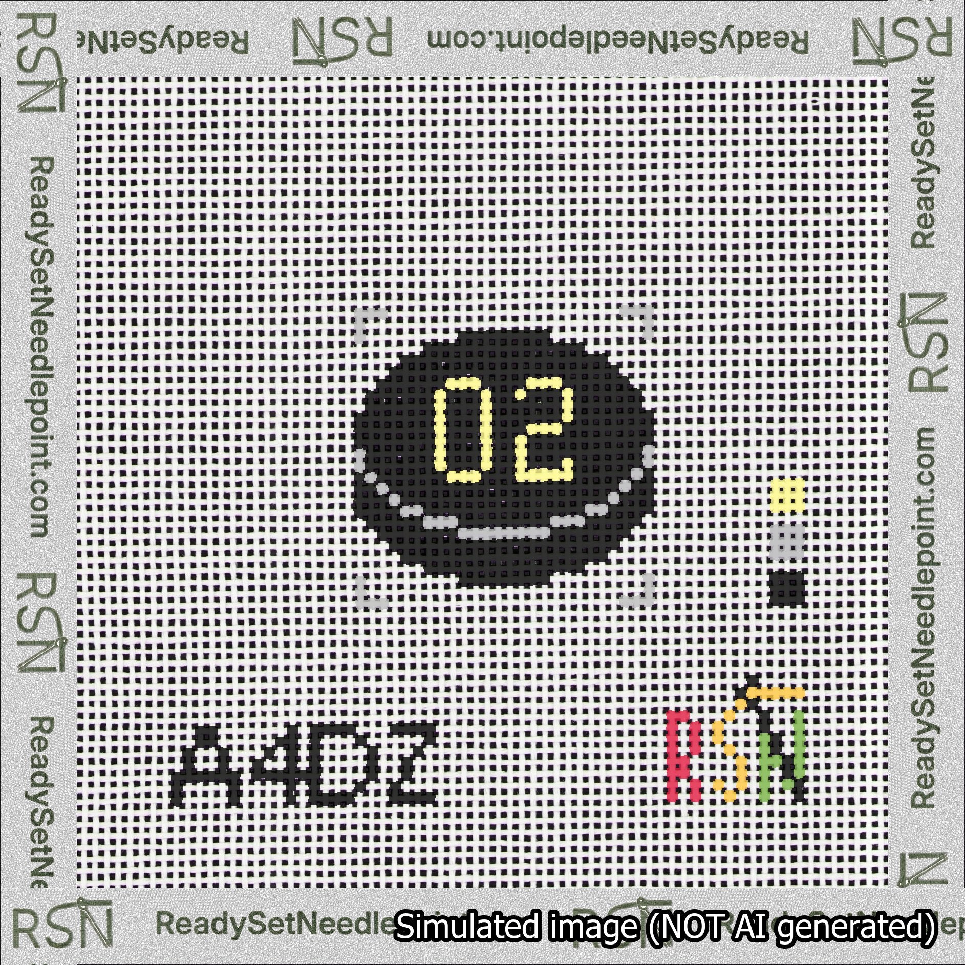 Hockey Puck Bag Charm Yellow 0-49 Needlepoint Canvas Design