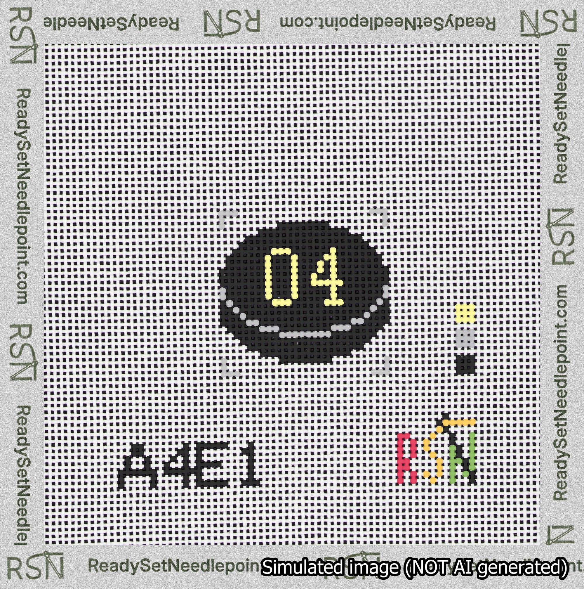 Hockey Puck Bag Charm Yellow 0-49 Needlepoint Canvas Design