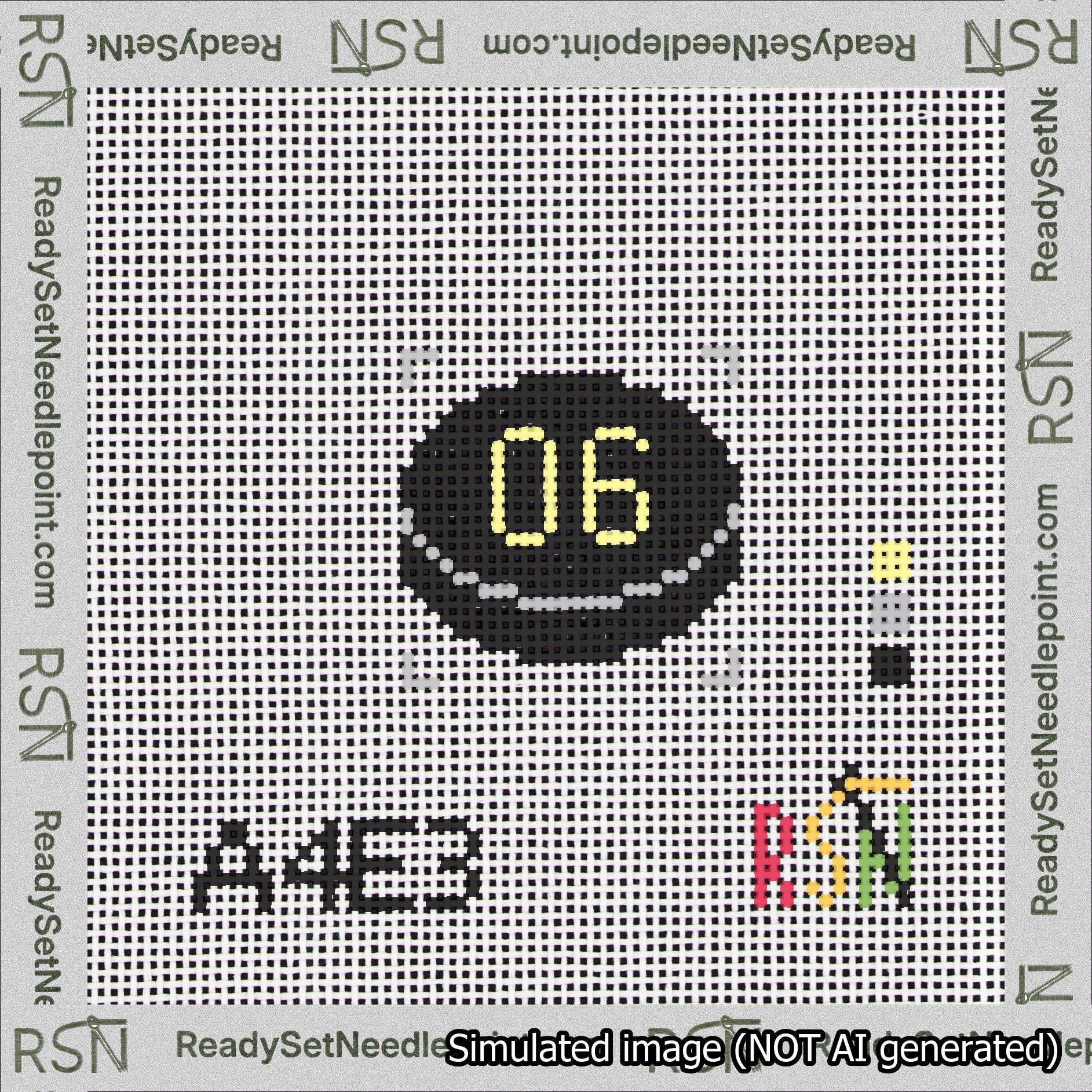 Hockey Puck Bag Charm Yellow 0-49 Needlepoint Canvas Design