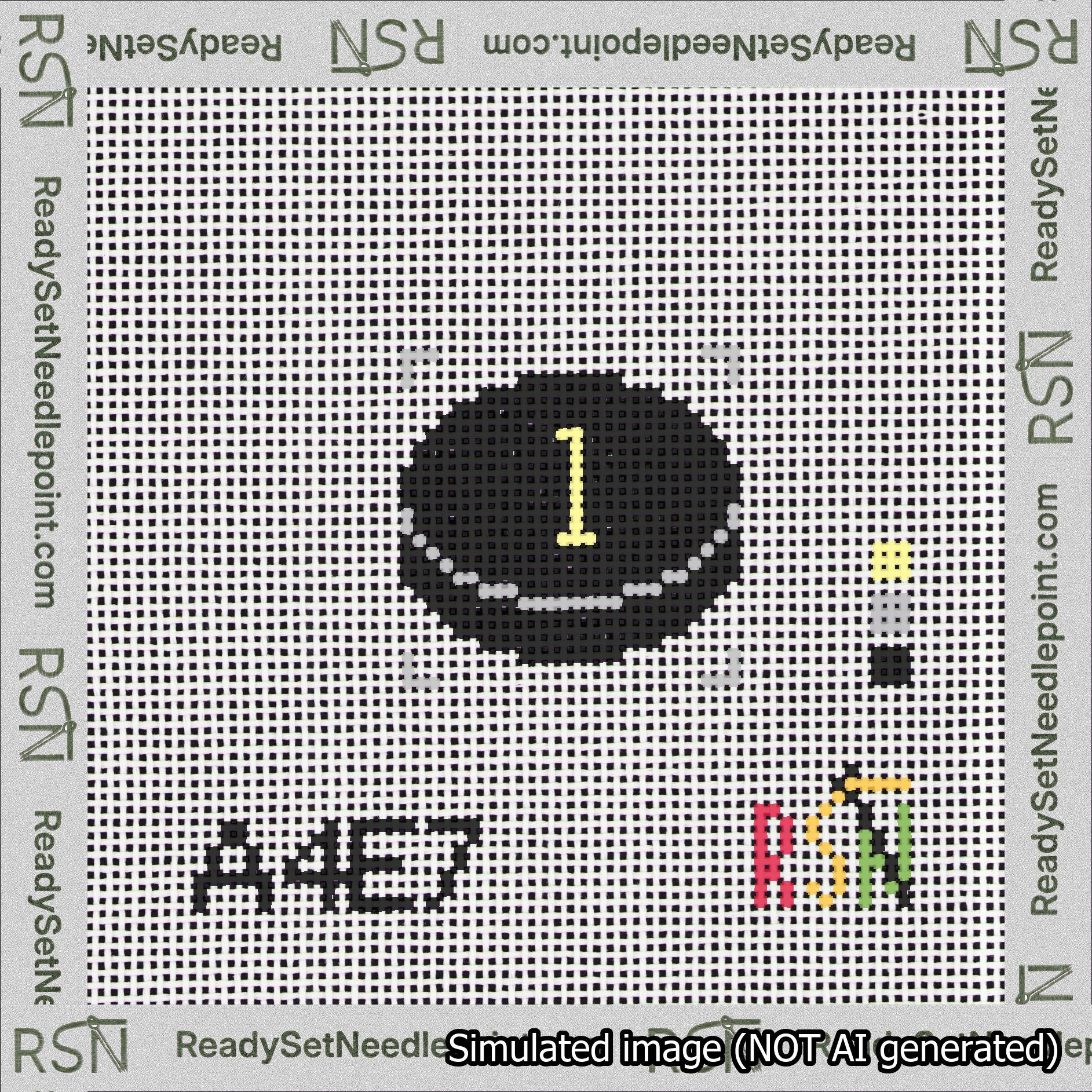 Hockey Puck Bag Charm Yellow 0-49 Needlepoint Canvas Design