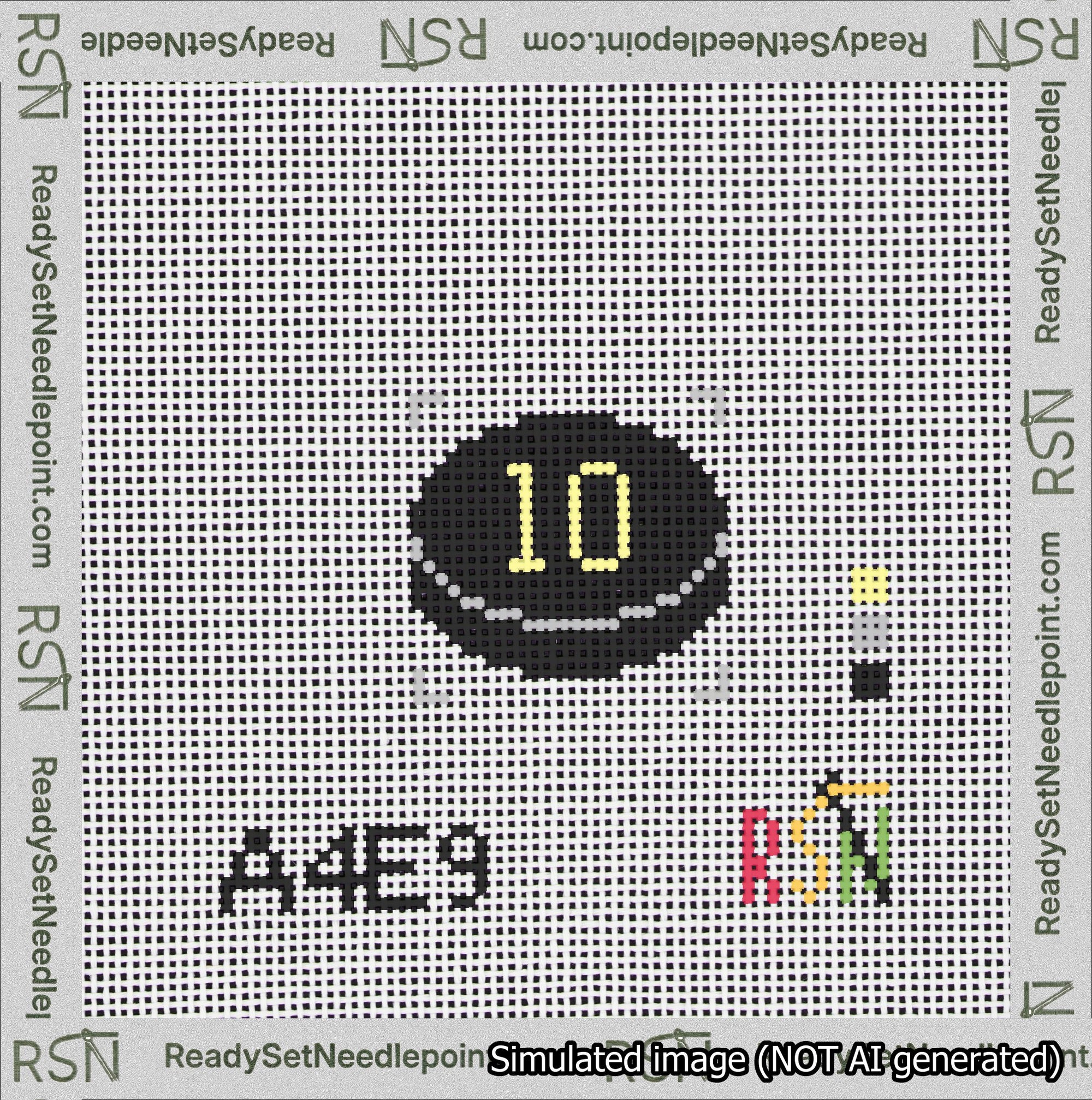 Hockey Puck Bag Charm Yellow 0-49 Needlepoint Canvas Design