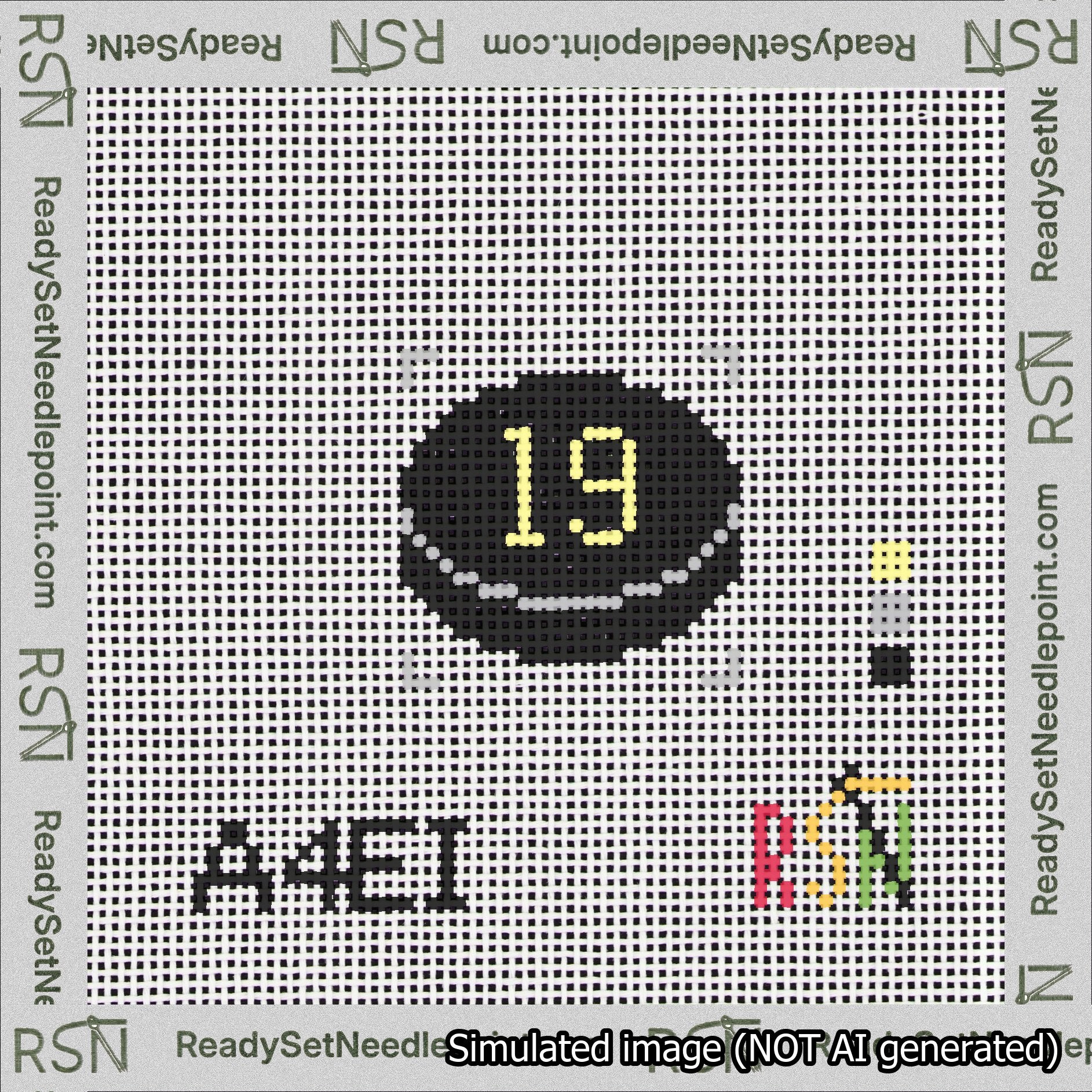 Hockey Puck Bag Charm Yellow 0-49 Needlepoint Canvas Design