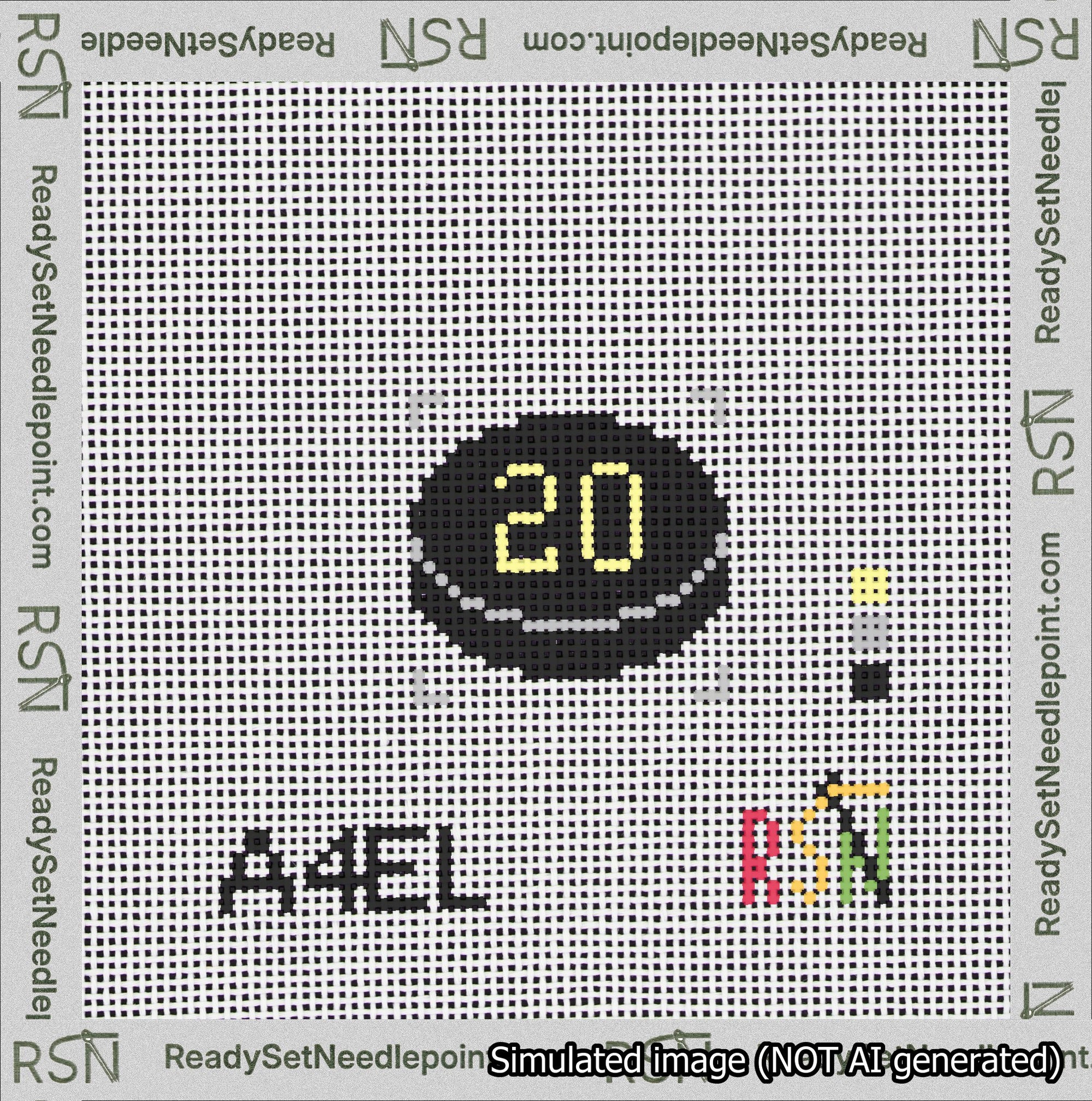 Hockey Puck Bag Charm Yellow 0-49 Needlepoint Canvas Design